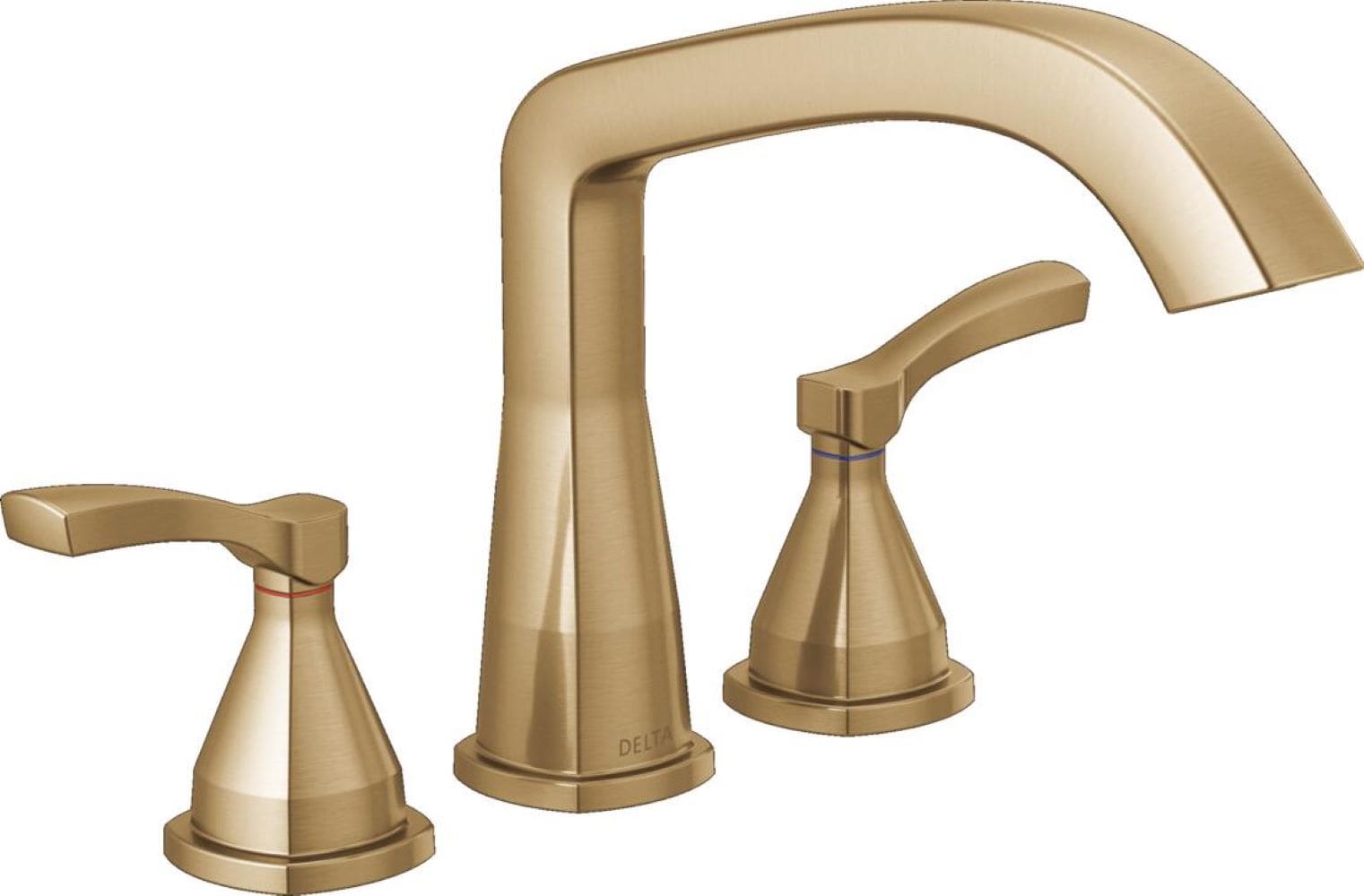 Delta T2776-CZ-PR Lumicoat Champagne Bronze 1-handle Deck-mount Roman Mid-arc Bathtub Faucet