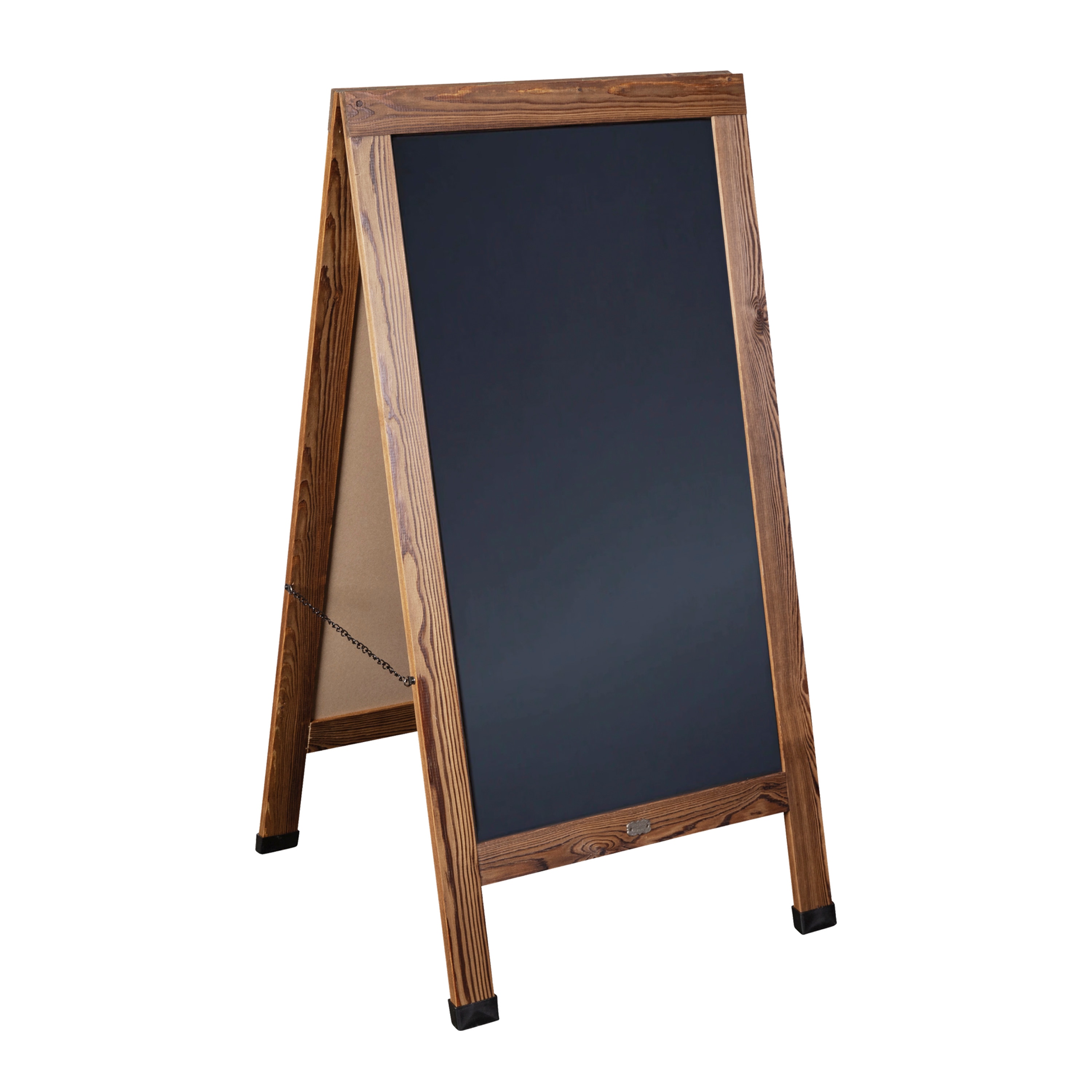 Flash Furniture Canterbury Torched Brown 48x24 Vintage Wooden A-Frame Indoor/Outdoor A-Frame Magnetic Chalkboard Sign Set with 8 Chalk Markers; 10 Stencils; 2 Magnets