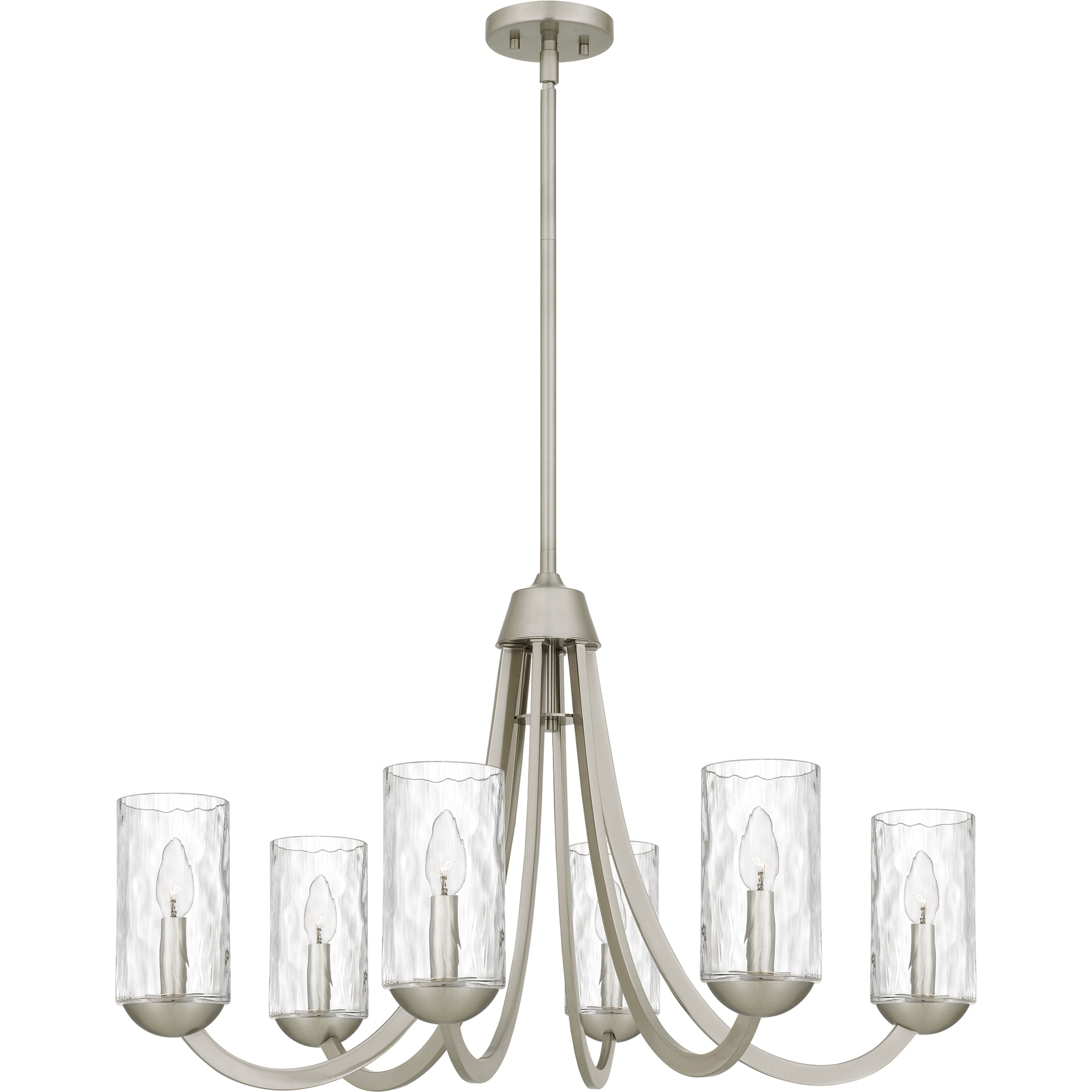 Quoizel - Allard 6 -Light Brushed Nickel Textured glass Steel Chandelier
