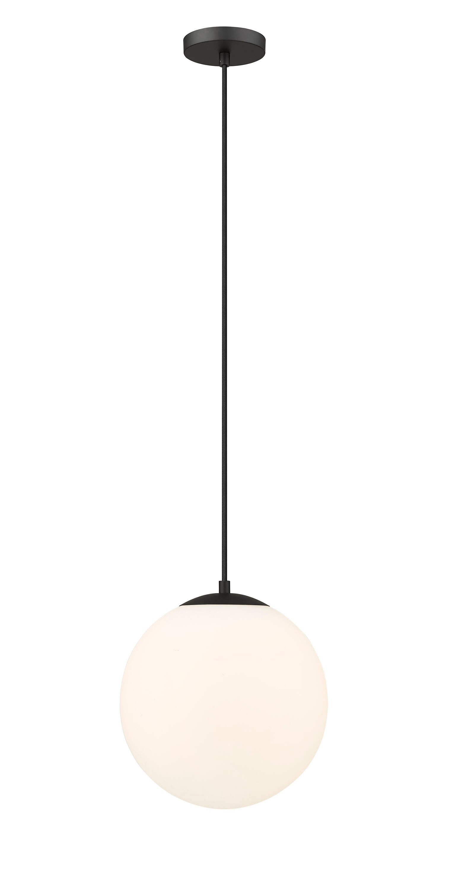Innovations Lighting 612-BK-W Tolland Matte Black Industrial Opal glass Globe Medium Hanging Pendant light