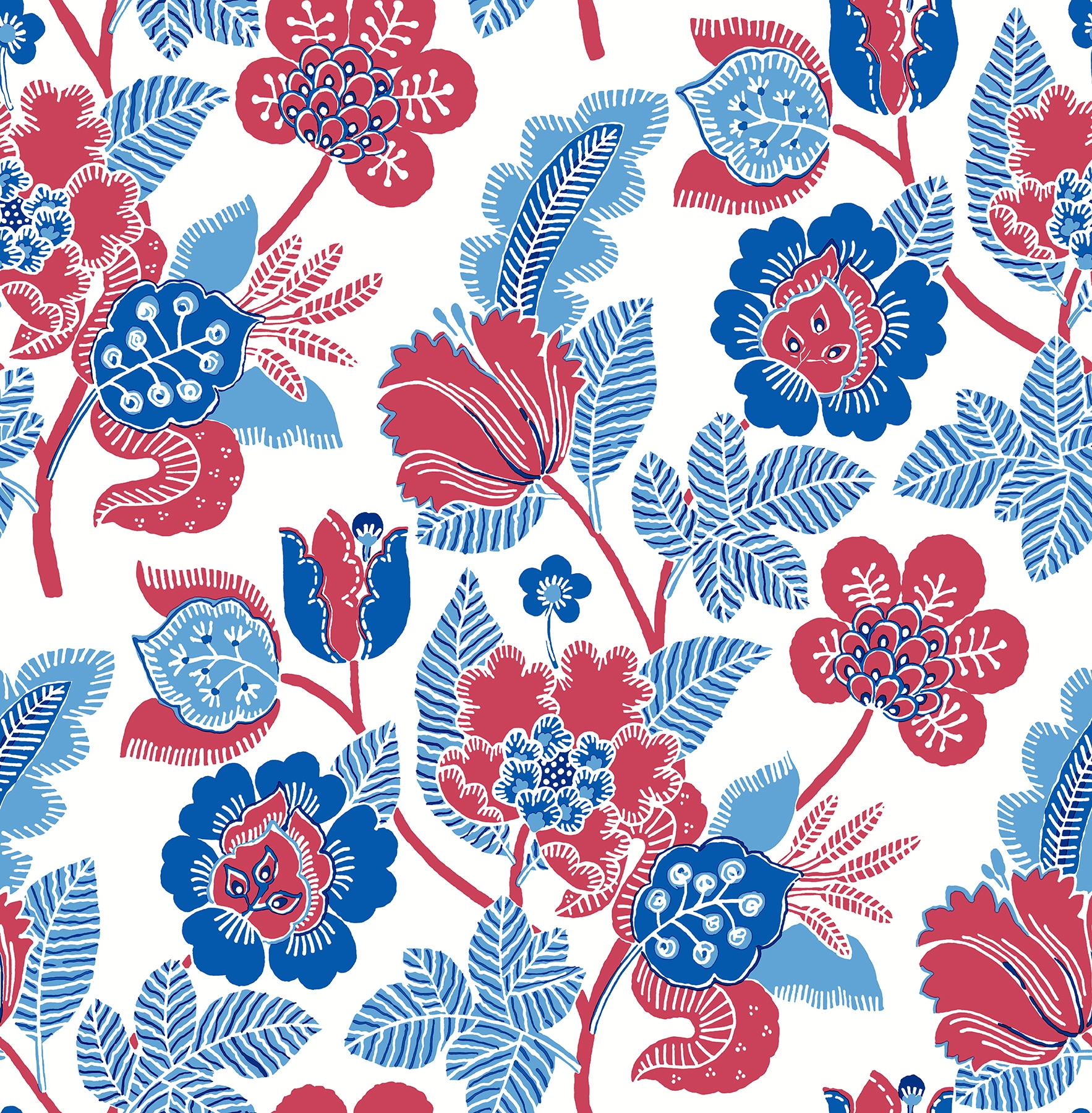 A-Street Prints 4081-26338 Happy 56.4-Sq. Feet Red Non-woven Floral Unpasted Wallpaper