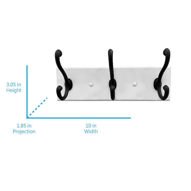 allen + roth 3-Hook 10.04-in x 3.05-in H White Rail and Black Hooks  Decorative Wall Hook (25-lb Capacity) in the Decorative Wall Hooks  department at