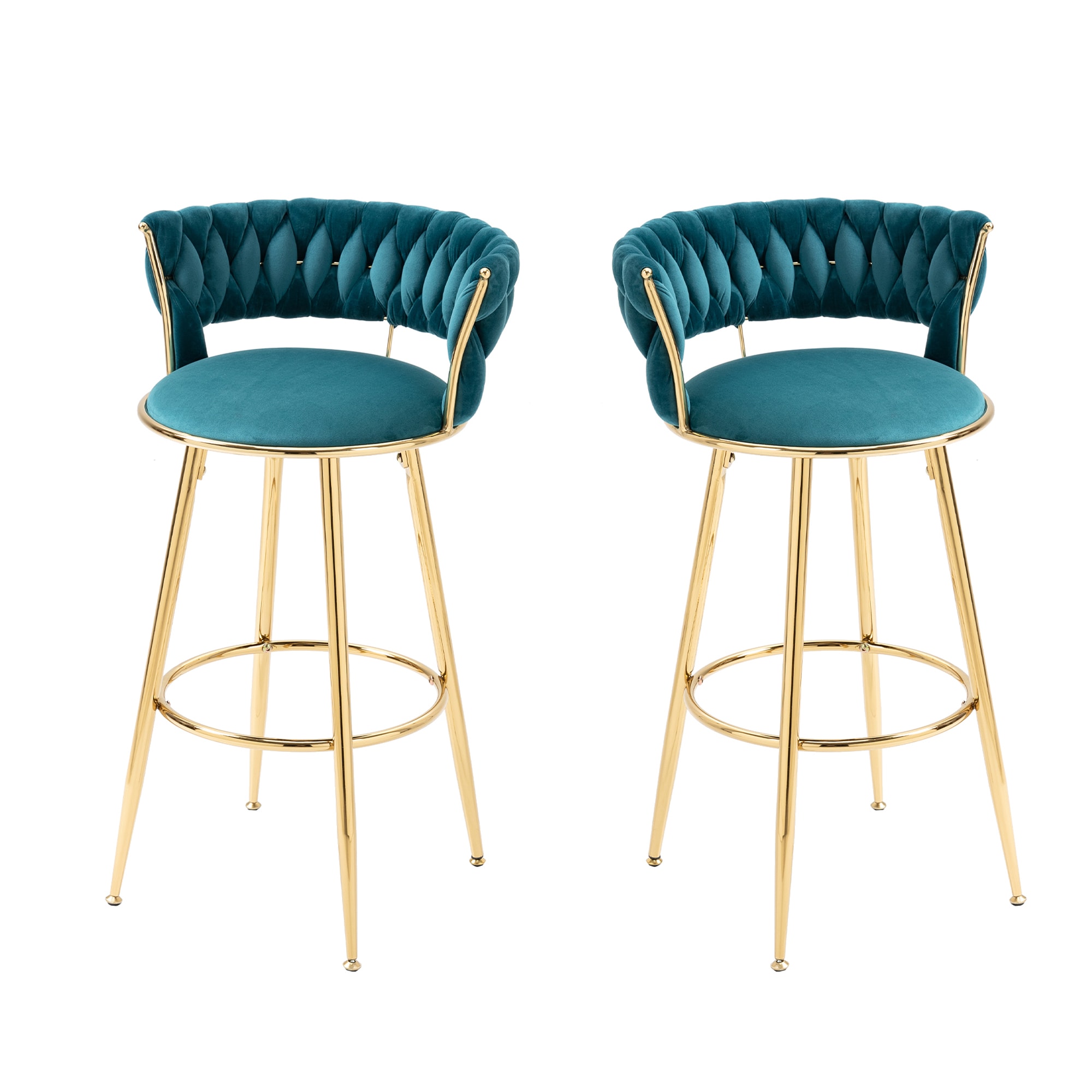 AHIOU HOME ATM-HFSN-9882TL 2 -Set Metal 27.95-Inches H Counter height Round seat Upholstered Stackable Metal Bar Stool with Arms and Back