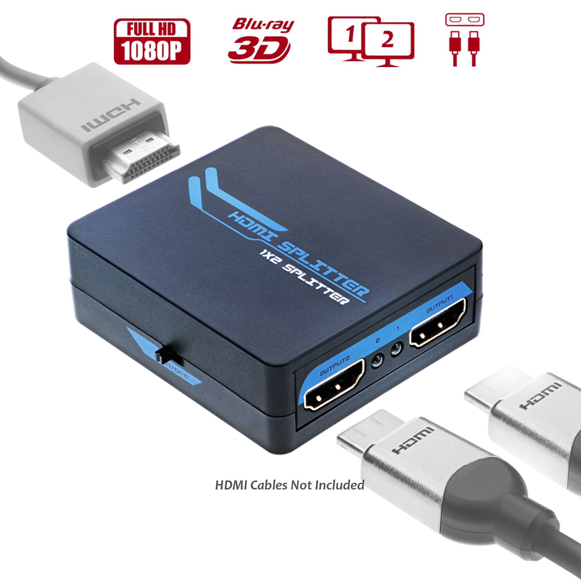 SPT 2-Port HDMI Splitter for Long Distance Transmission of HDMI Signal,  Aluminum Construction, Black in the Video Cable Splitters department at