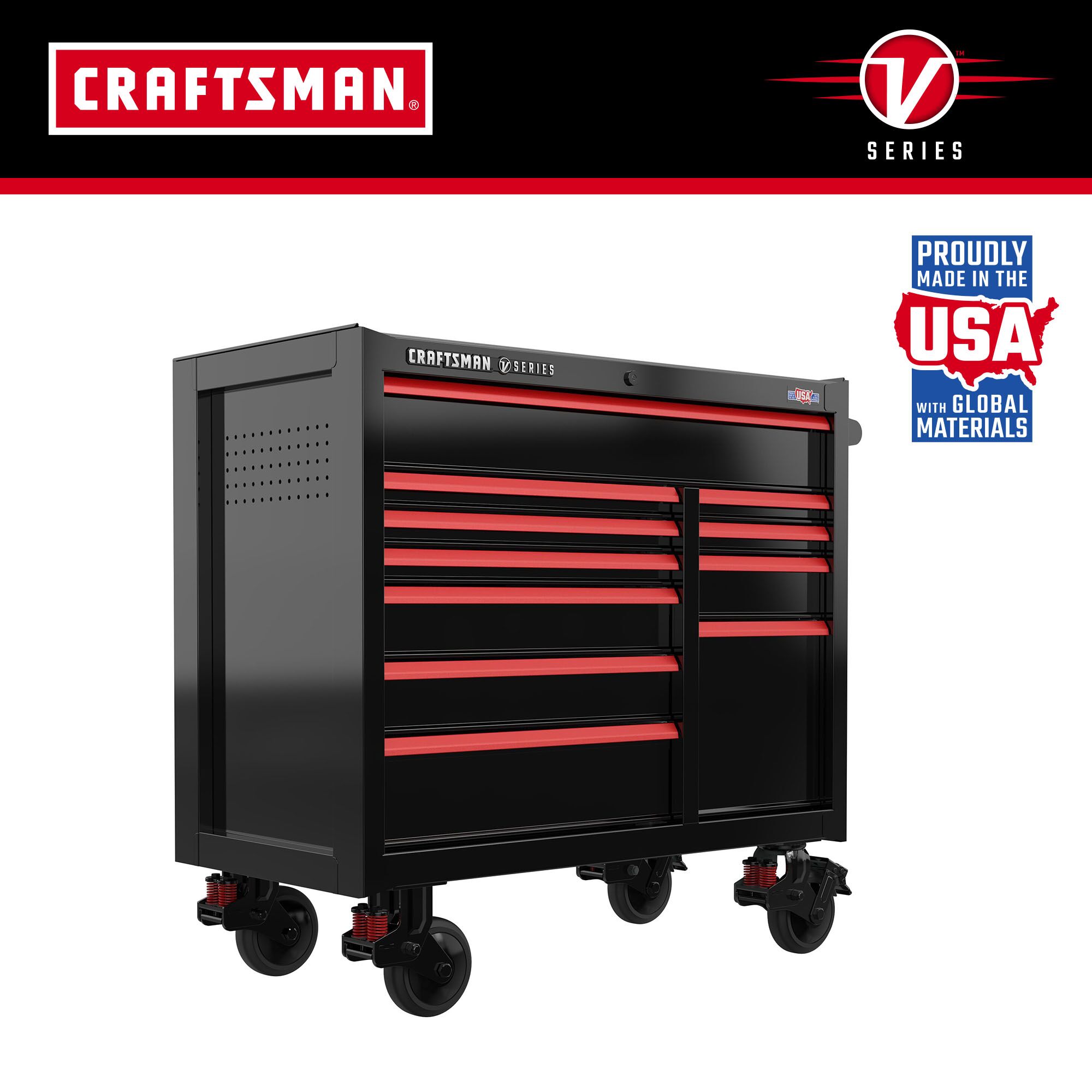 V-Series 41-in W x 40-in H 11-Drawer Steel Rolling Tool Cabinet (Black) | - CRAFTSMAN CMSTVS4111BK