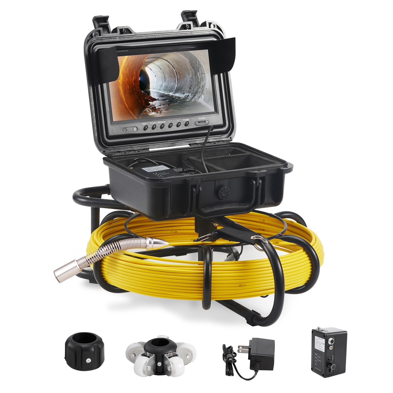 VEVOR VEVOR 20M Sewer Inspection Camera 9 Inch Monitor LCD DVR Waterproof  Pipeline Drain Inspection System Camera Kit with 8G SD Card (20M 9Inch)