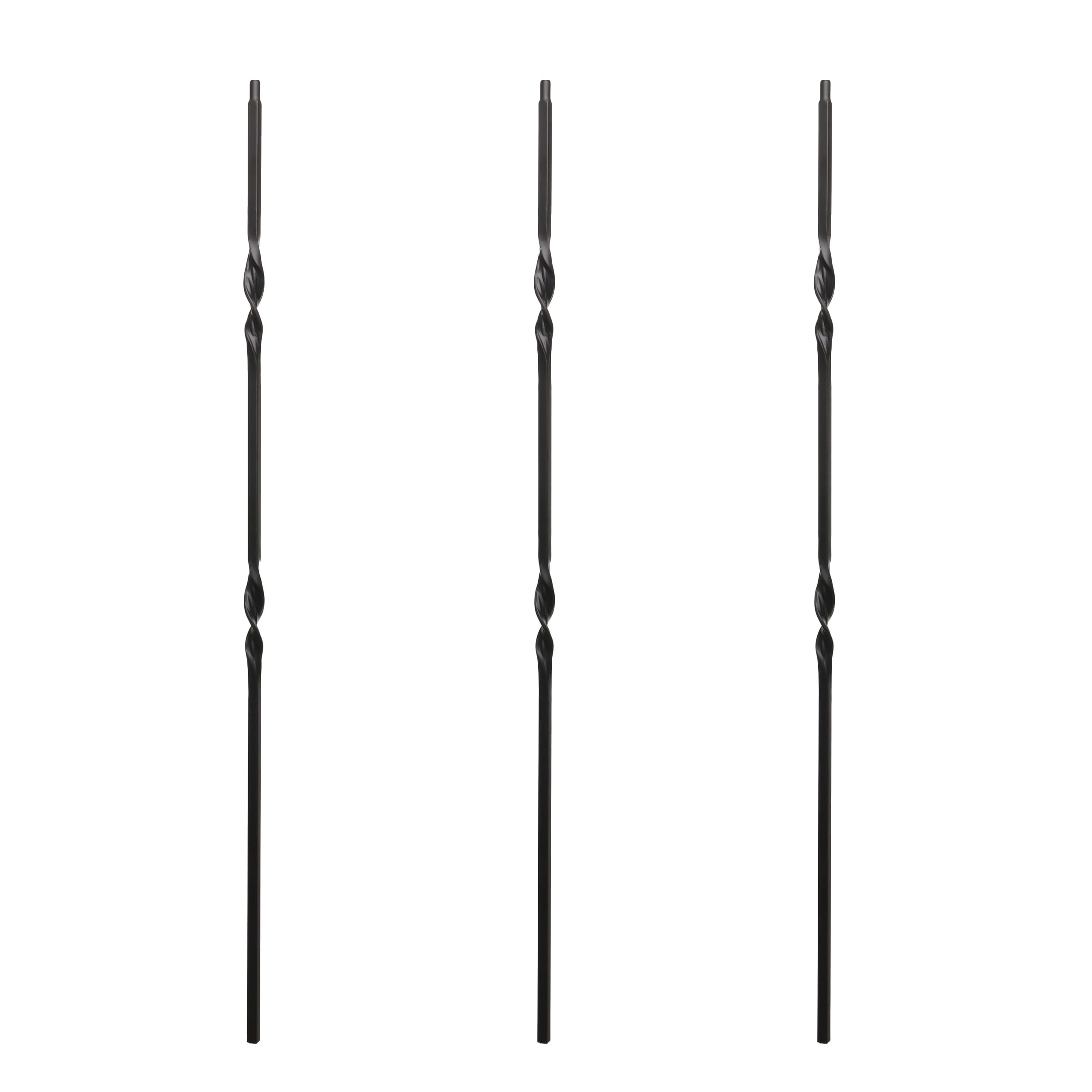 RELIABILT WGT07SB 43-in x 0.5-in Satin Black Wrought Iron Double Twist Stair Baluster (3-Pack)
