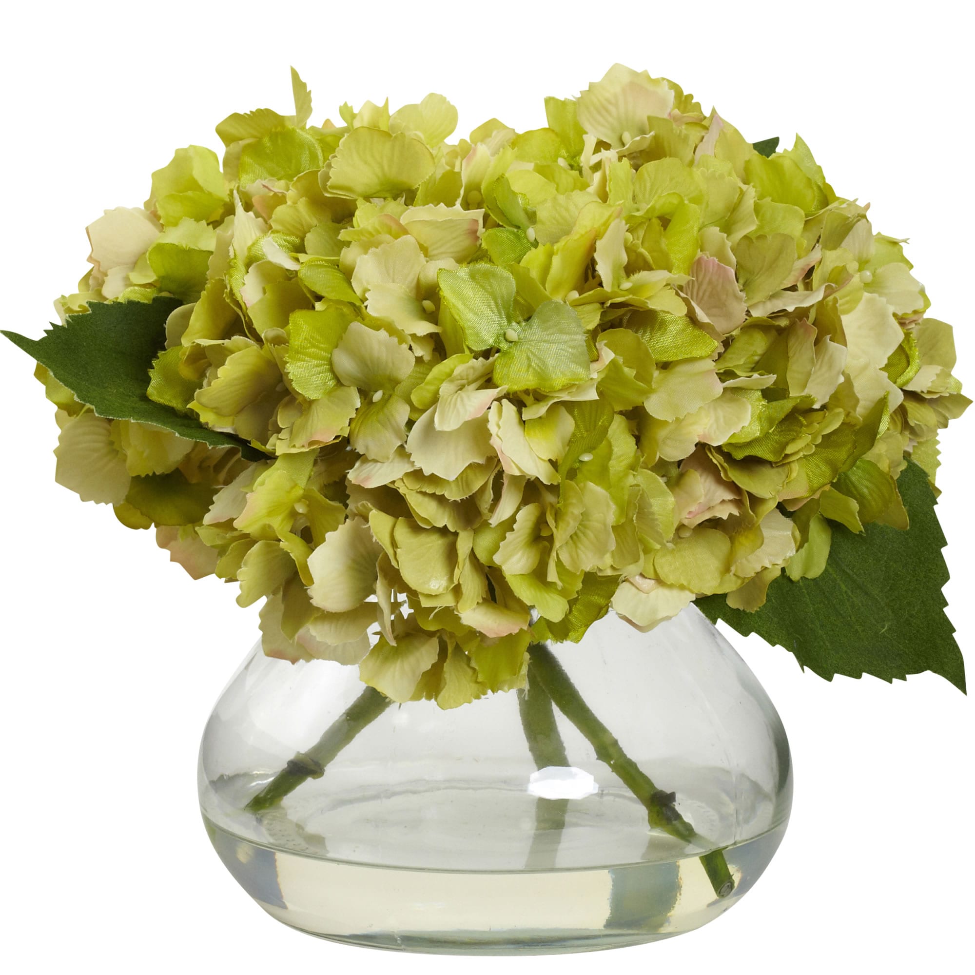 Nearly Natural 8.5-in Green Indoor Hydrangea Artificial Flower in the ...