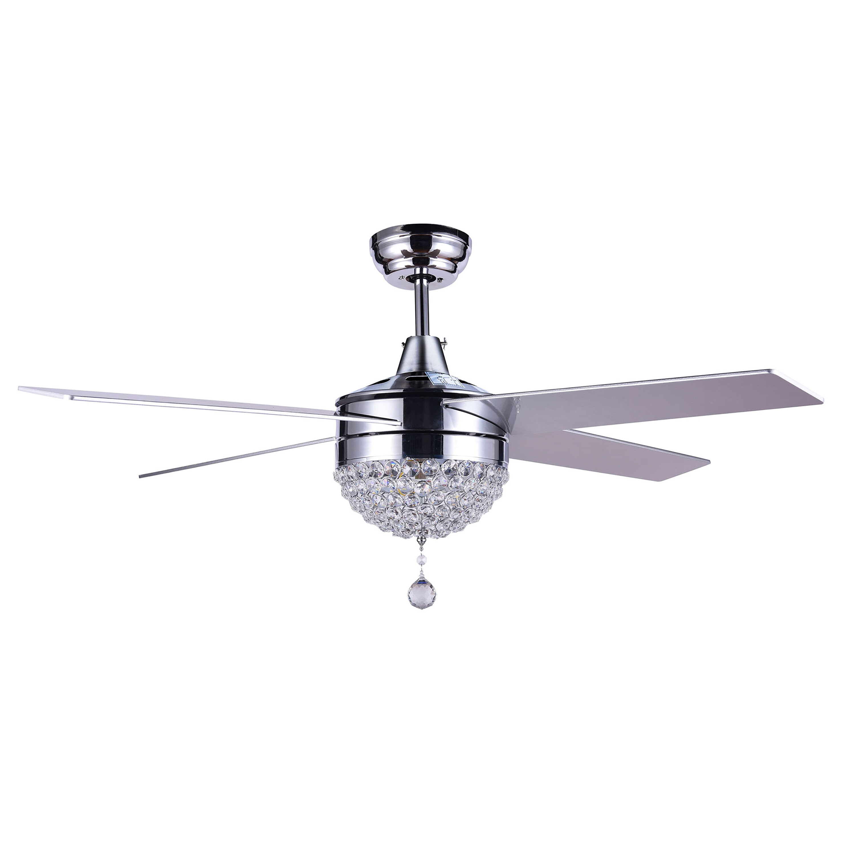 Cusp Barn BD2001-C-52 BD2001 52-in Color-Changing Integrated LED Chrome with Wood Blades Ceiling Fan With Light - Remote Included ( 5 -Blade )