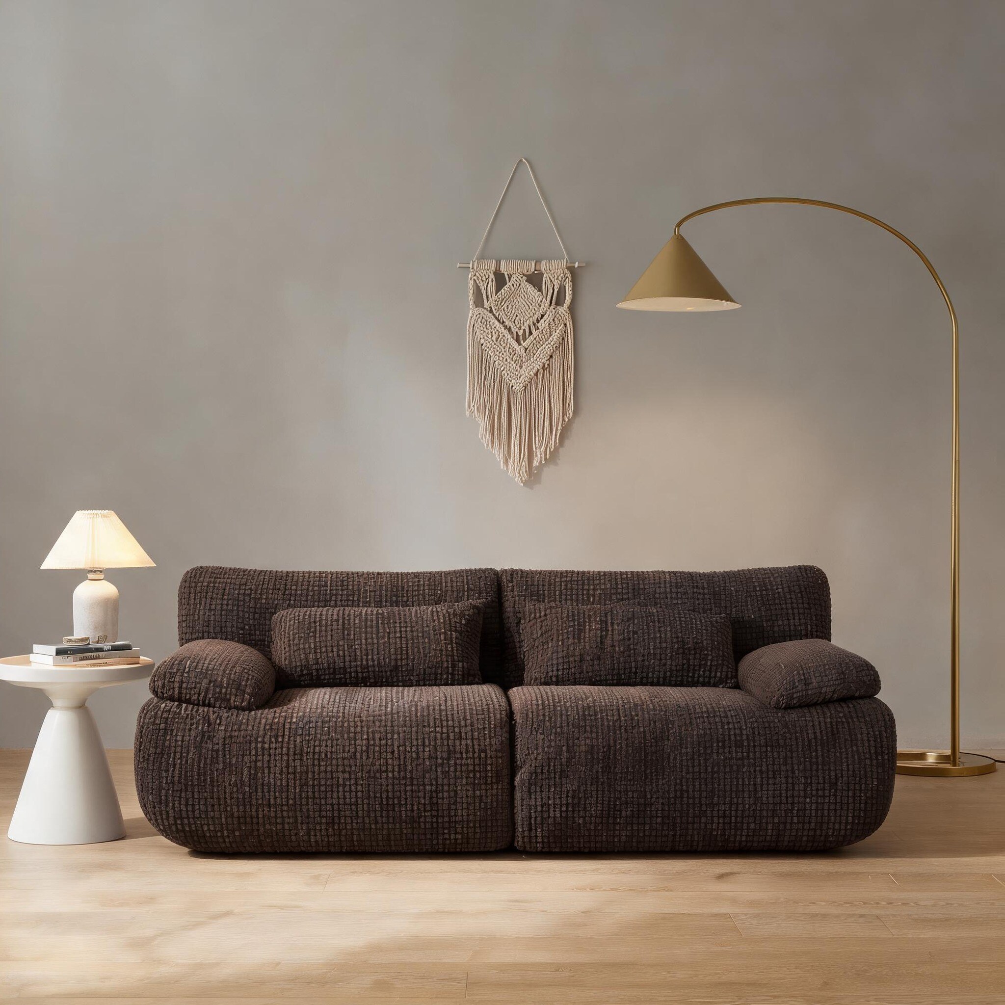 SunJet Oversized Corduroy Loveseat Sofa in Classic Brown Modern Modular ...