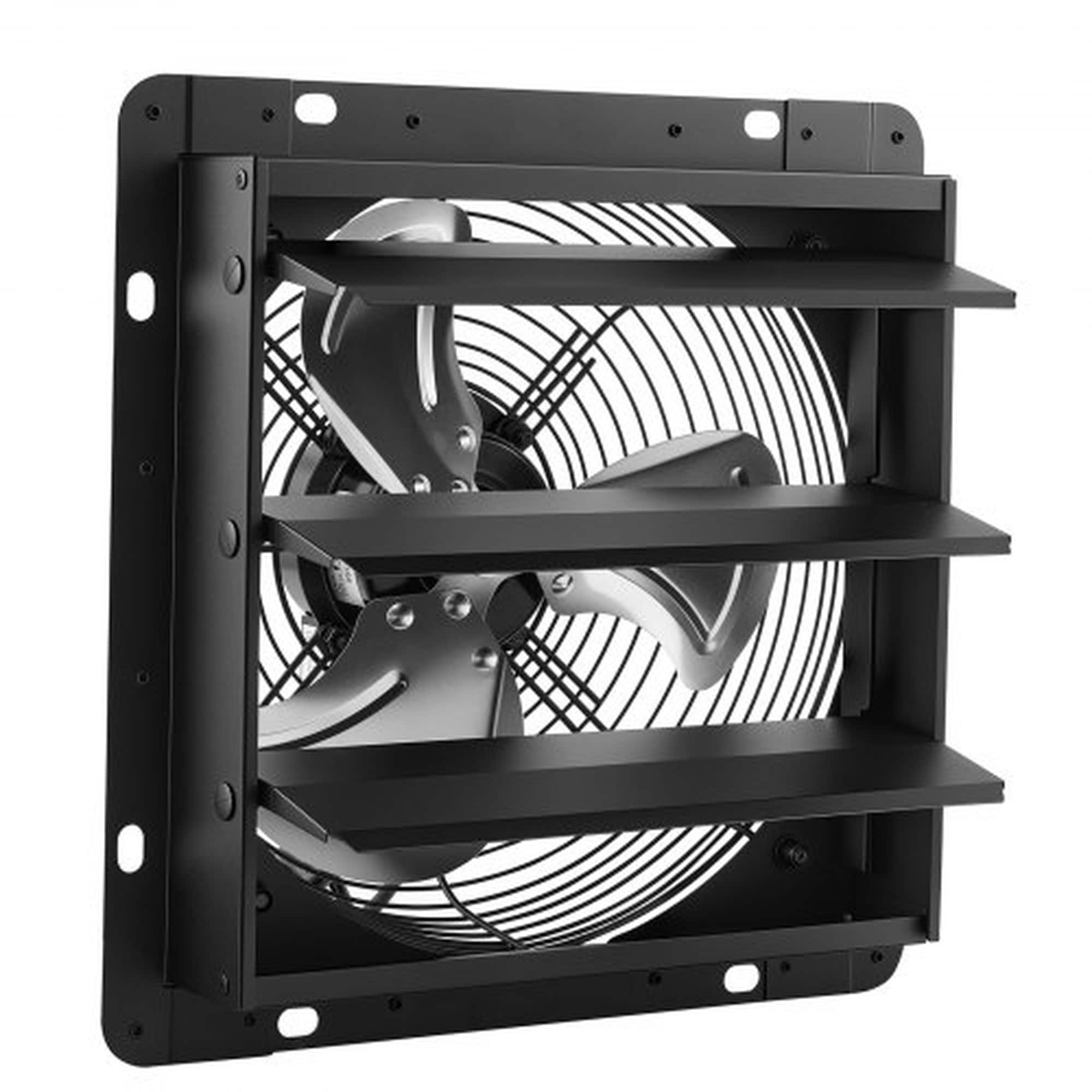 Numhew 12 in Wall Mount Shutter Exhaust Fan 1347 CFM Steel Housing Black Ventilation Fan