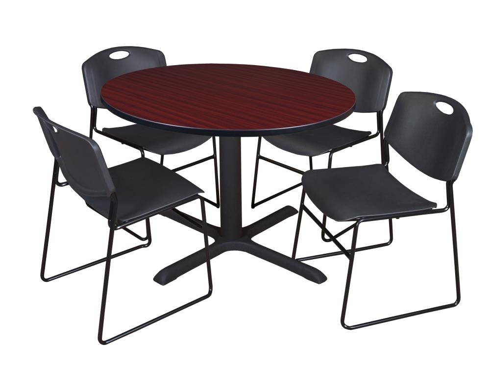 Regency TB48RNDMH44BK Breakroom Brown 4-Person Training Table (48-in W x 29-in H)