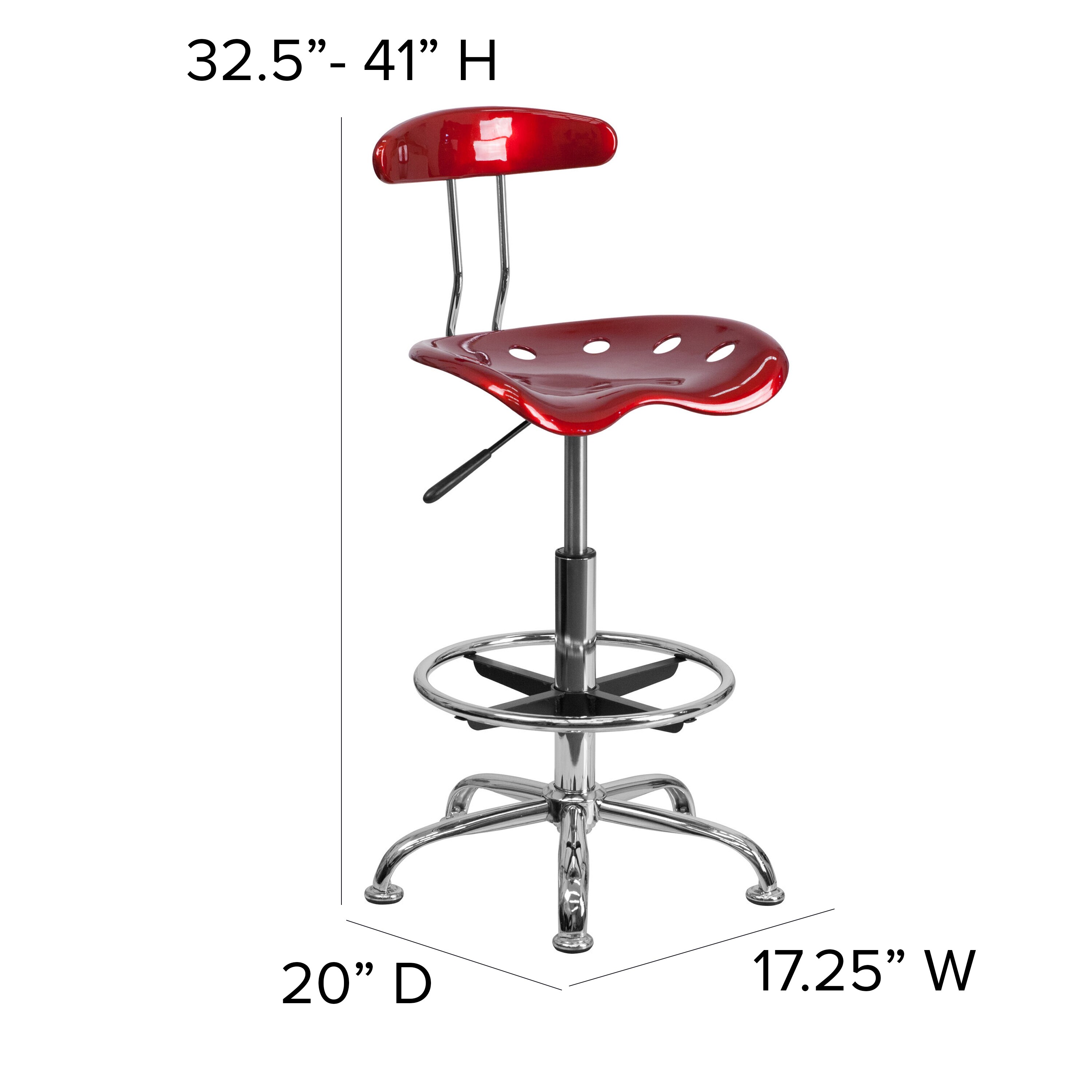 Wine Red Adjustable Swivel Metal Bar Stool