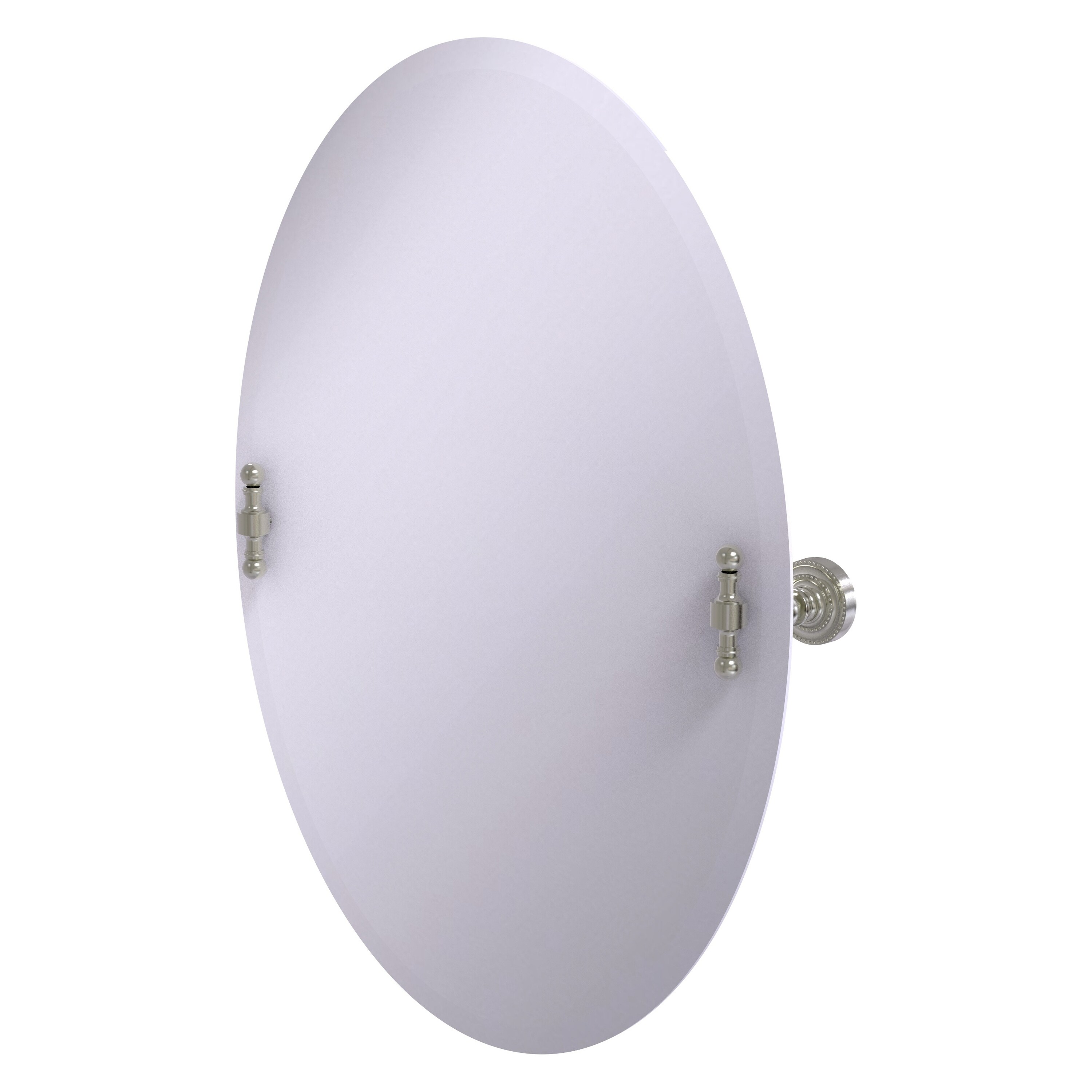 Allied Brass RD-91-SN Retro Dot 21-Inches x 28-Inches Beveled Frameless Oval Tilting Bathroom Vanity Mirror ( Satin Nickel )