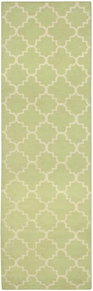 Safavieh DHU554A-210 Dhurries Malina 2 x 10 (ft) Wool Light Green/Ivory Rectangular Indoor Trellis Coastal Runner rug