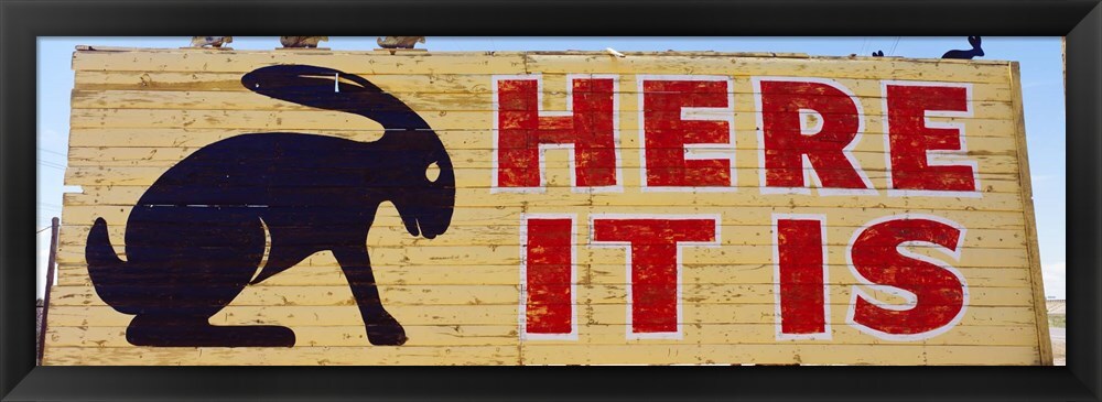 Metaverse Corporation PLI761285 Jack Rabbit Trading Post Sign Joseph City Az Panoramic Images Black Framed 14-in H x 38-in W Animals Paper Print
