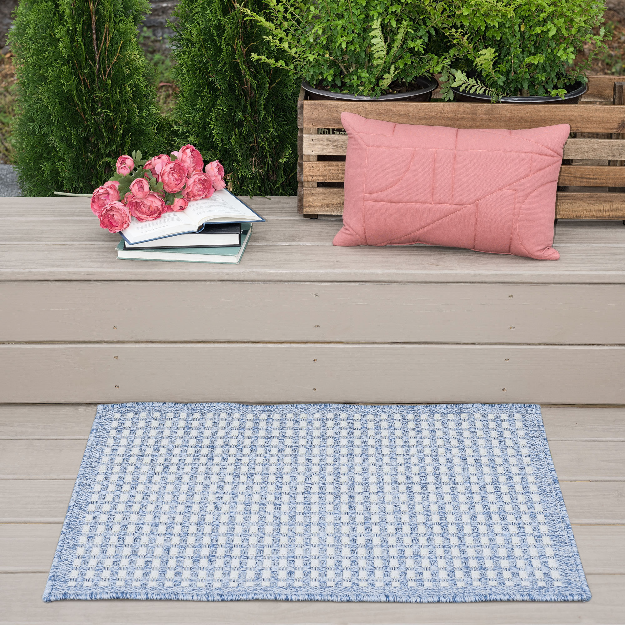 Tayse DEN1002 2X3 Denver 2 x 3 (ft) Loomed Polypropylene Blue Rectangular Indoor/Outdoor Throw rug