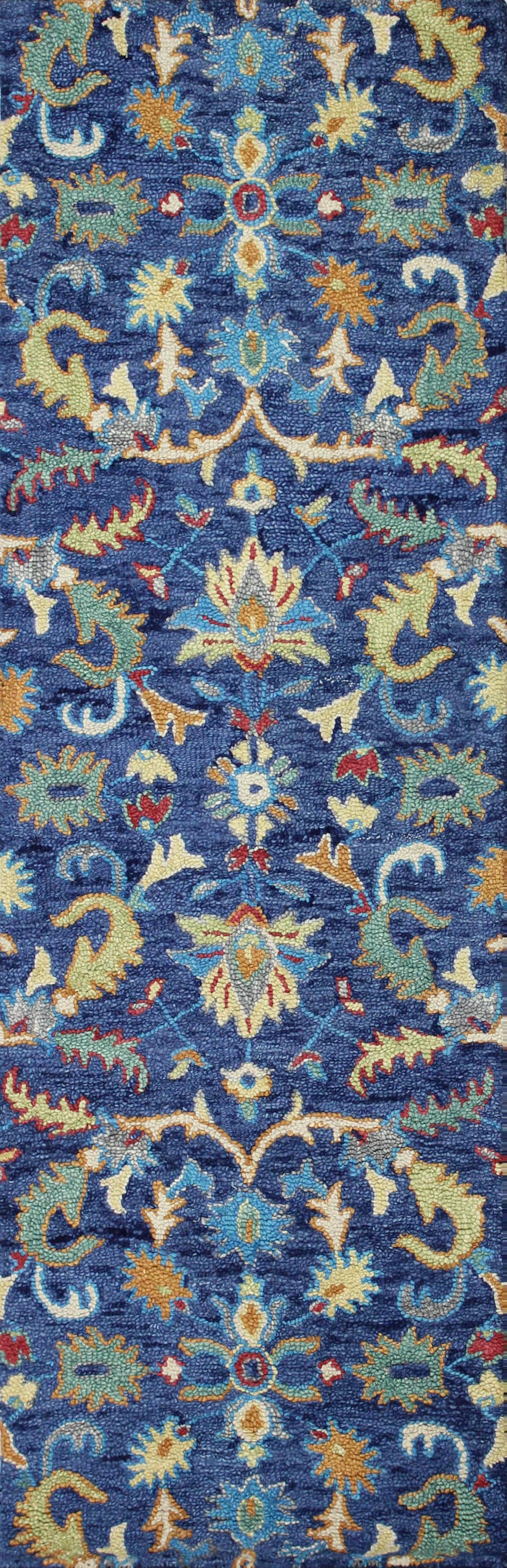 Bashian 649652264141 3 X 8 (ft) Wool Navy Indoor Floral/Botanical Oriental Runner Rug