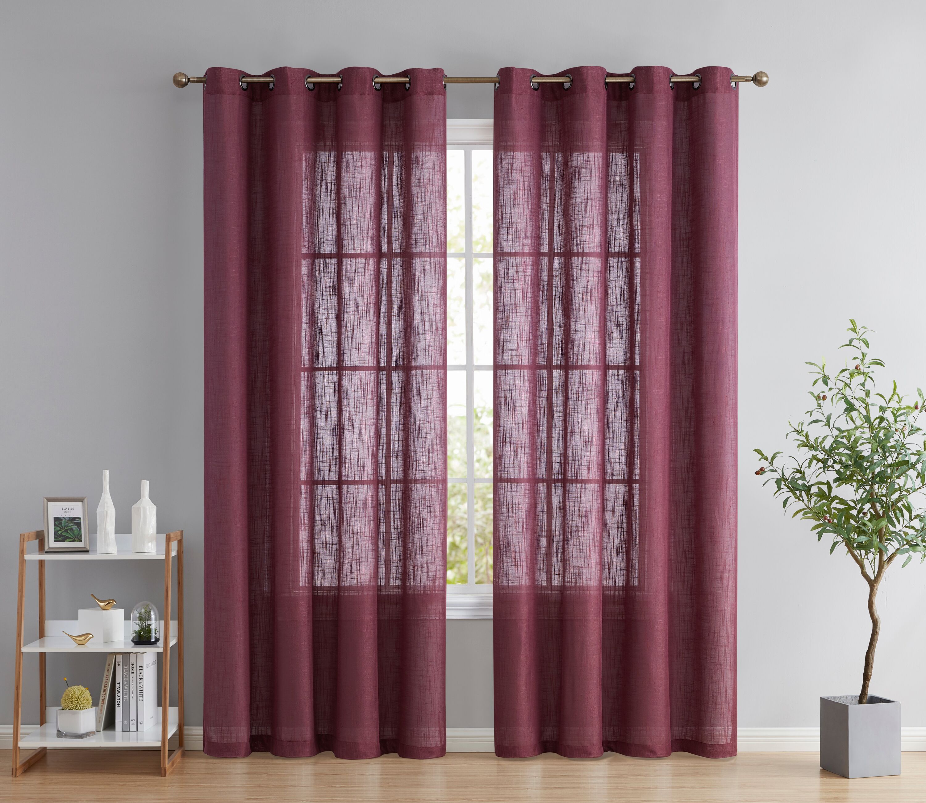 HLC Abbey Faux Linen Textured Semi Sheer Privacy Sun Light Filtering ...
