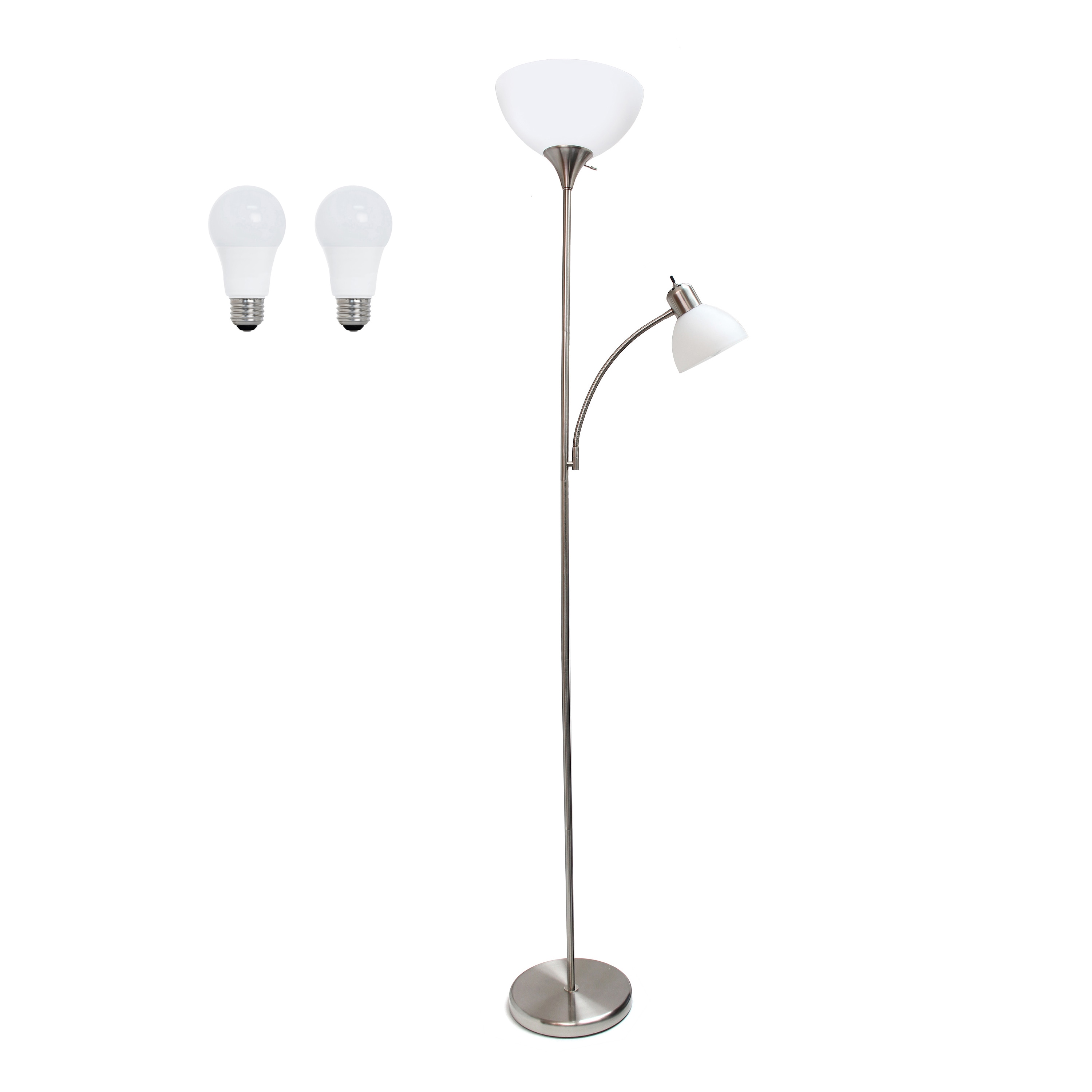 Creekwood Home CWF-3001-BN-LB Essentix 71.5-in Brushed Nickel Torchiere Floor Lamp with Plastic Shade