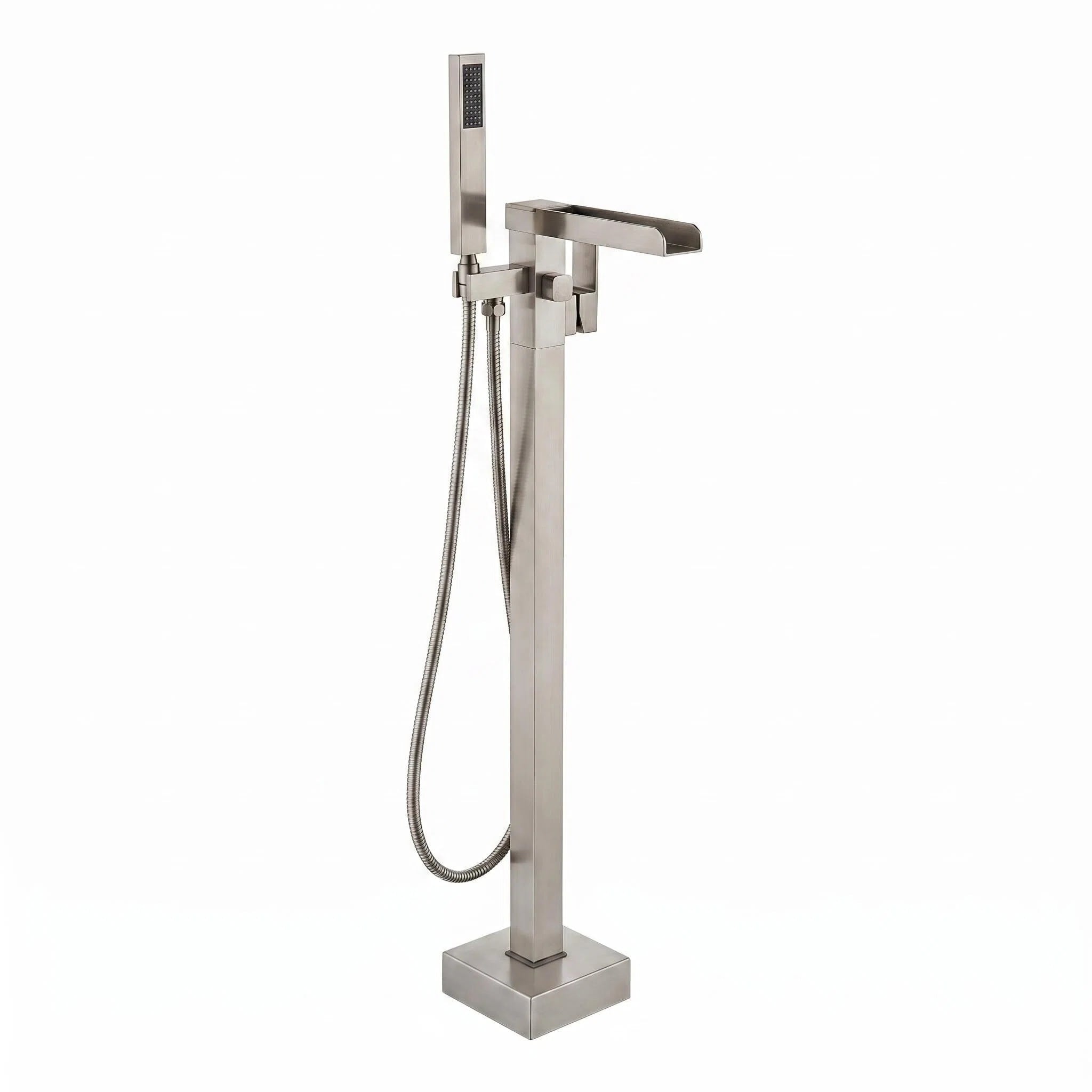 BYH - Modern Brushed Nickel 1-handle Freestanding Waterfall Bathtub Faucet with Hand Shower ( Val...