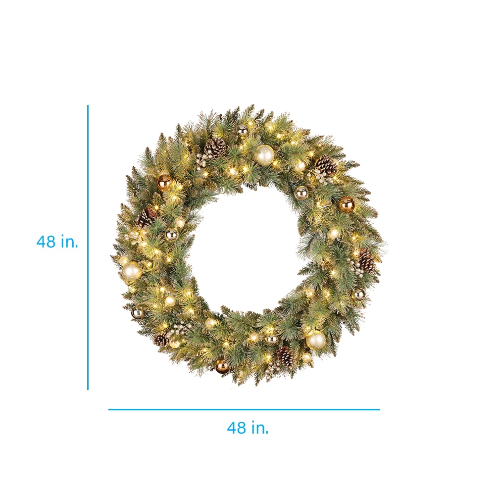 Holiday Living 48-in Pre-lit Indoor/Outdoor Gold Mixed Needle