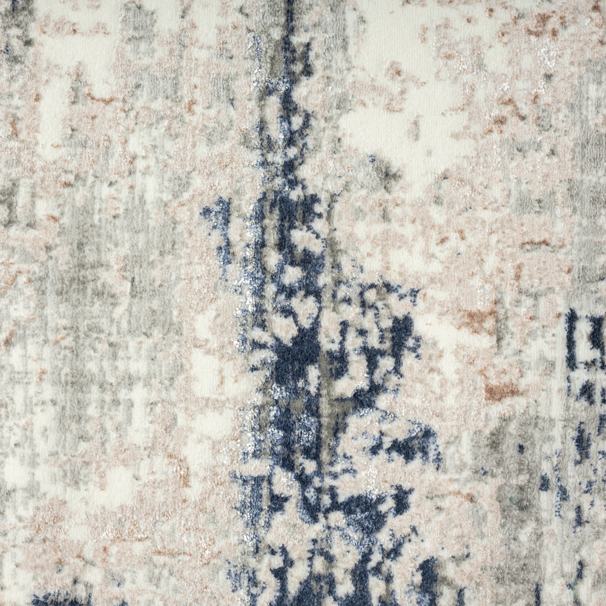 Gray and Beige Abstract Synthetic 5' x 7' Area Rug