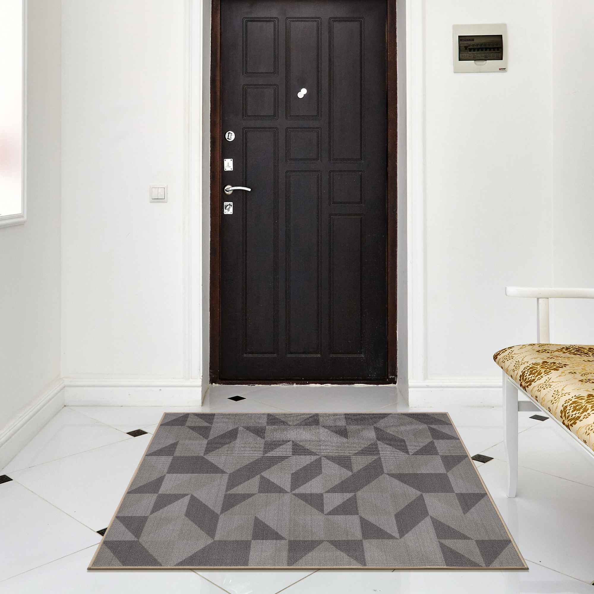 Ottomanson CLS1023-3X5 Classics 3 x 5 (ft) Loomed Nylon Black Rectangular Indoor Geometric Spot clean only Area rug