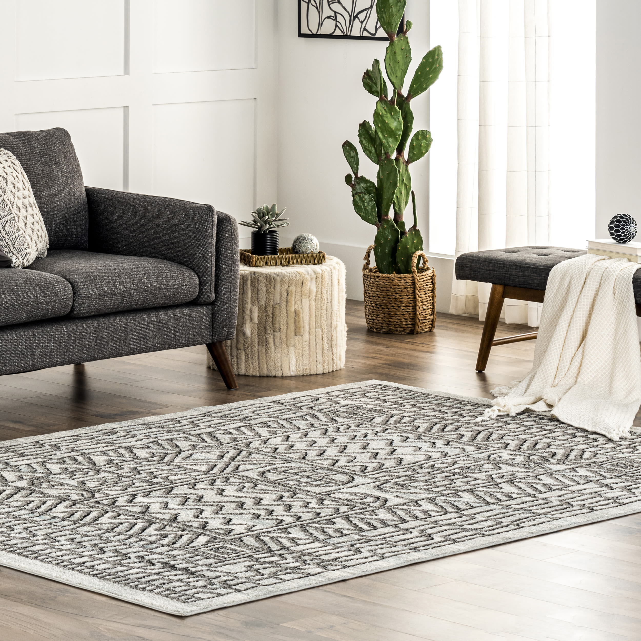 nuLOOM RZBD107A-5075 Joannie 5 x 7 (ft) Loomed Polypropylene Beige Rectangular Indoor Abstract Vacuum regularly Area rug
