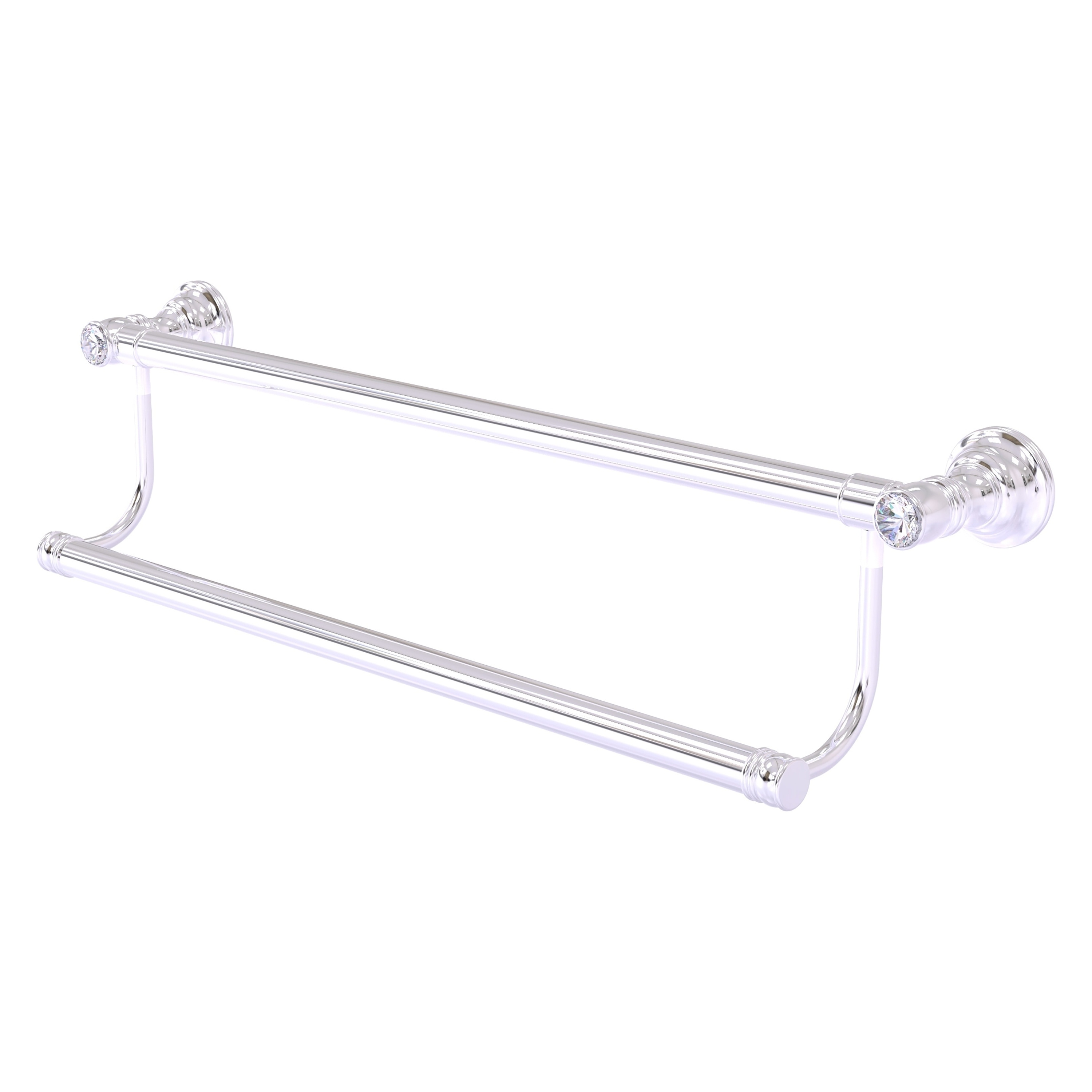 Allied Brass CC-72-30-PC Carolina Crystal 30-in double Polished Chrome Wall mount Double Towel Bar