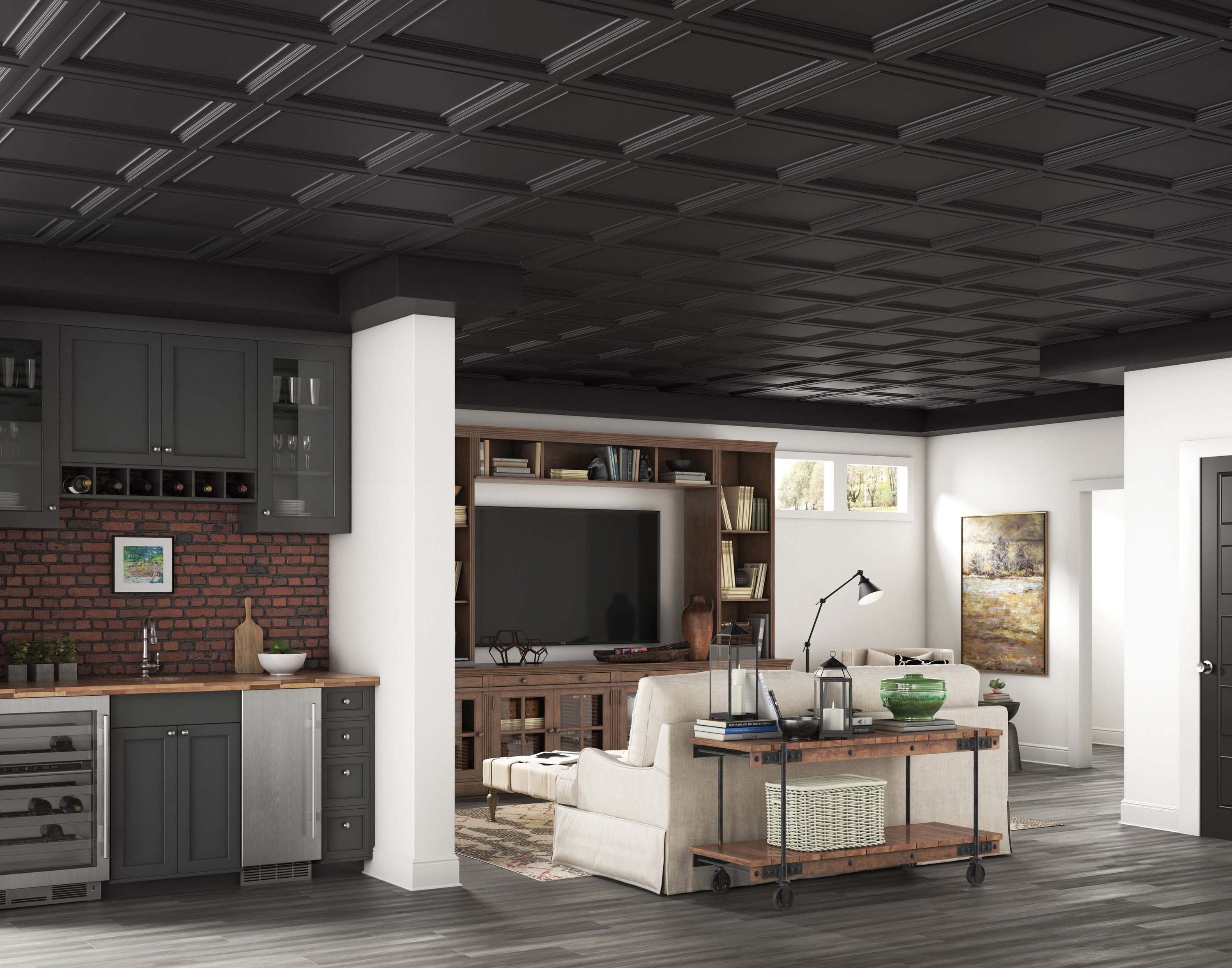 Armstrong Ceilings 2ft x 2ft Easy Elegance Black PVC Drop Ceiling