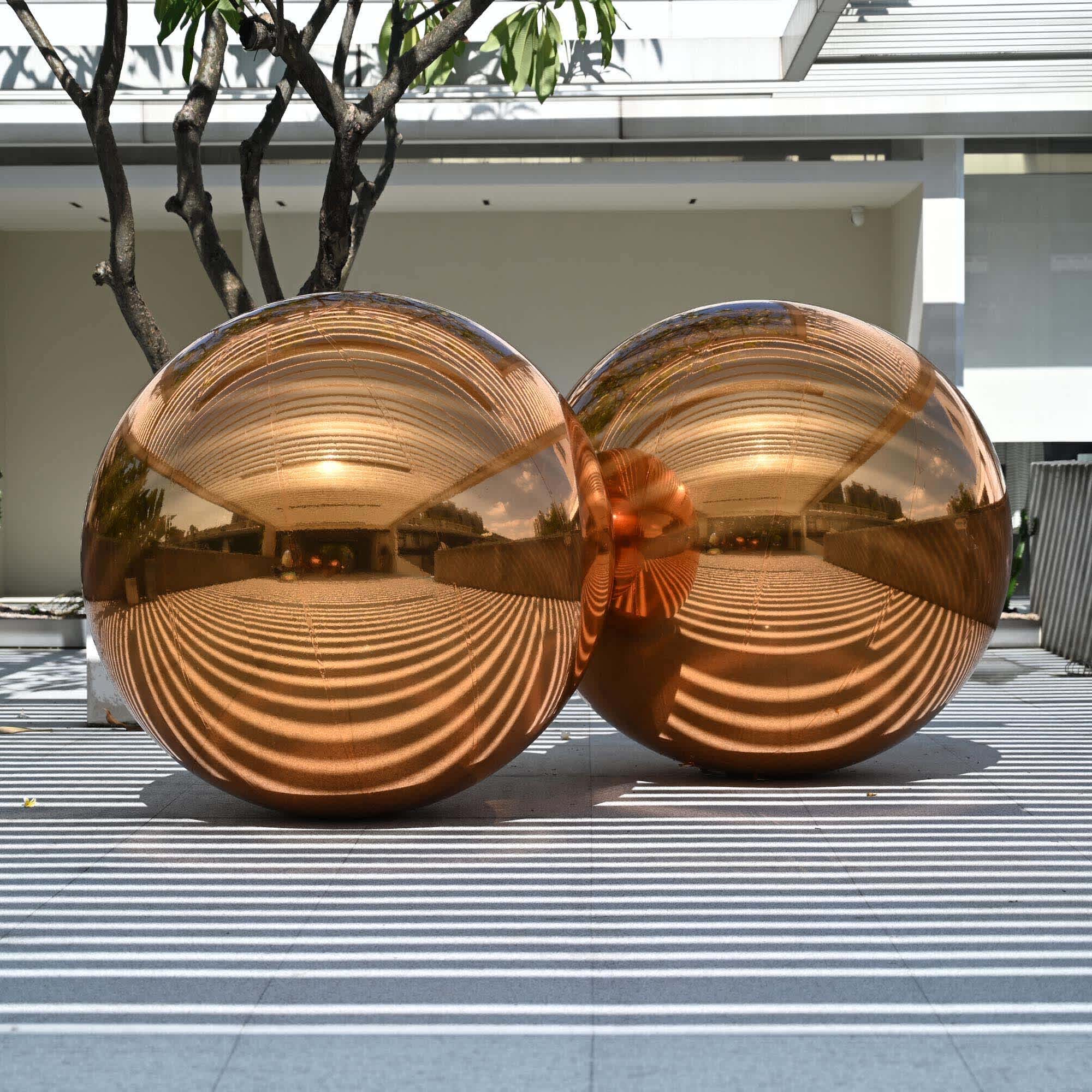 Yescom  2PCS 59-inch Big Shiny Inflatable Mirror Ball Set Giant Reusable PVC Hanging Balloon for Wedding Event Disco Party Concerts Gold