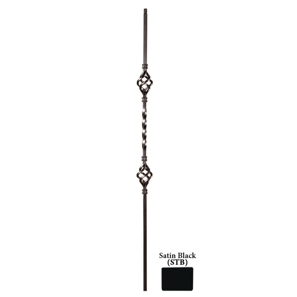 House of Forgings HFSTB16.1.4 44-in x 0.5-in Twist Satin Black Wrought Iron Stair Baluster Classic