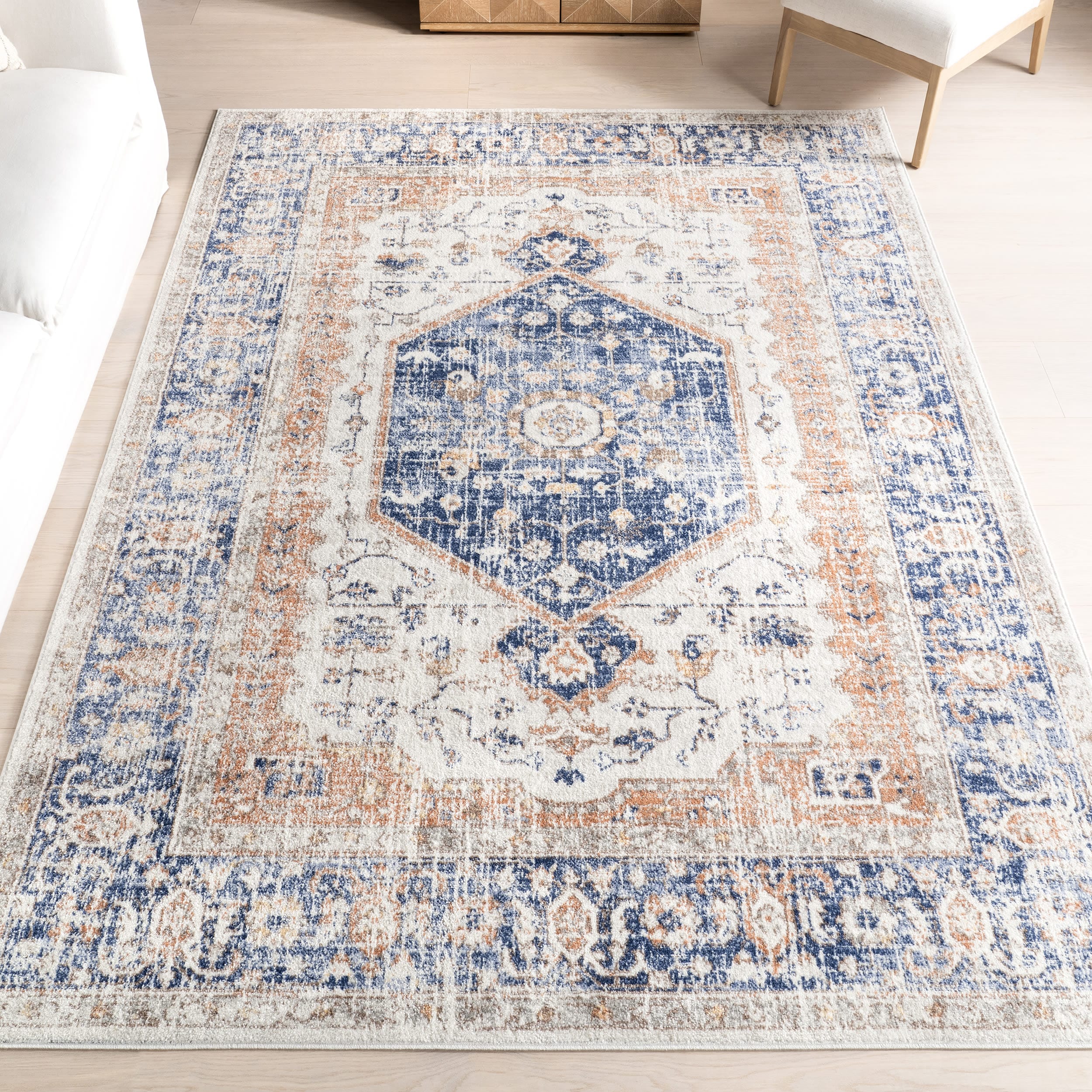 nuLOOM RZAB07B-305 Jacquie 3 x 5 (ft) Loomed Polypropylene Blue Rectangular Indoor Floral/Botanical Area rug