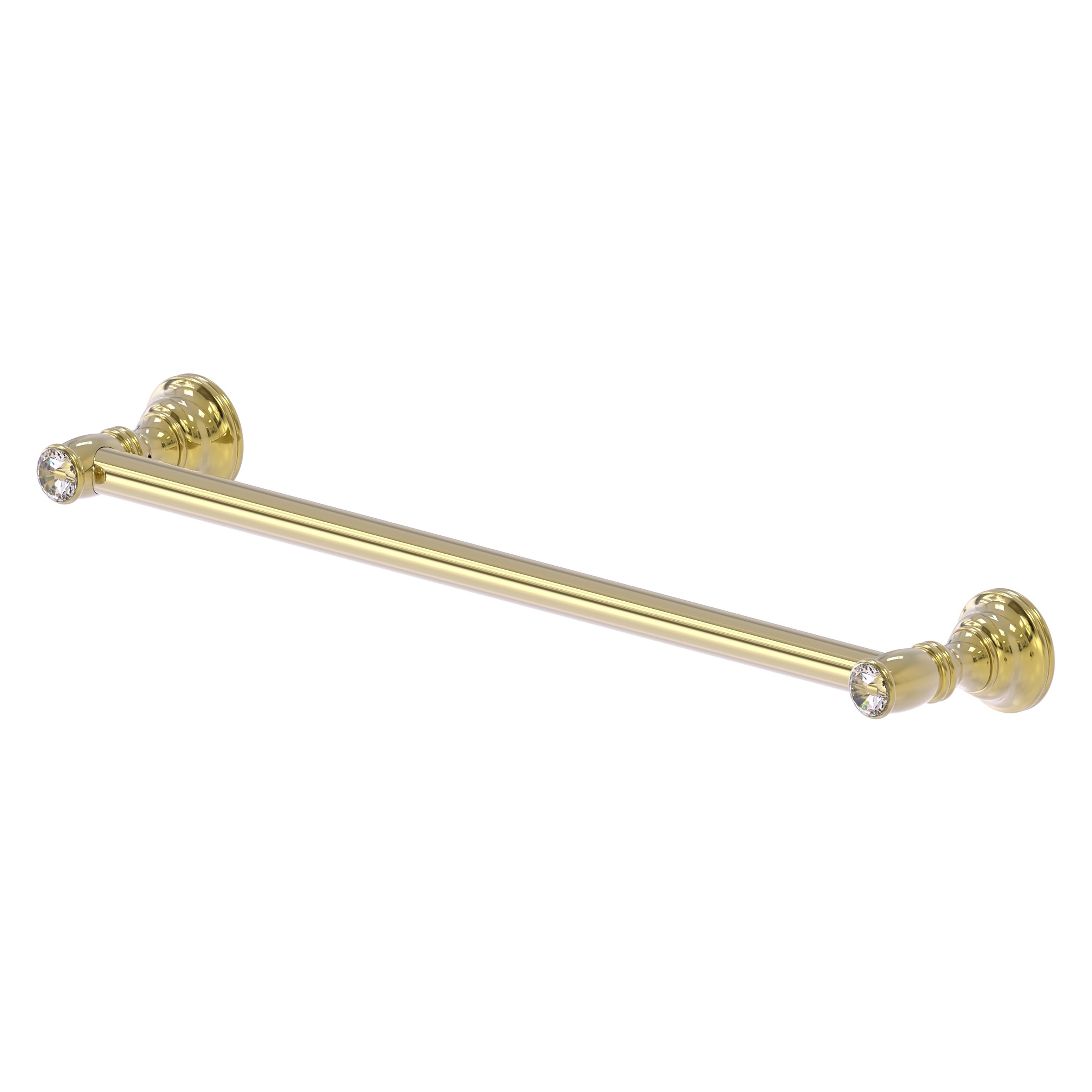 Allied Brass CC-41-30-UNL Carolina Crystal 30-in Unlacquered Brass Wall mount Single Towel Bar