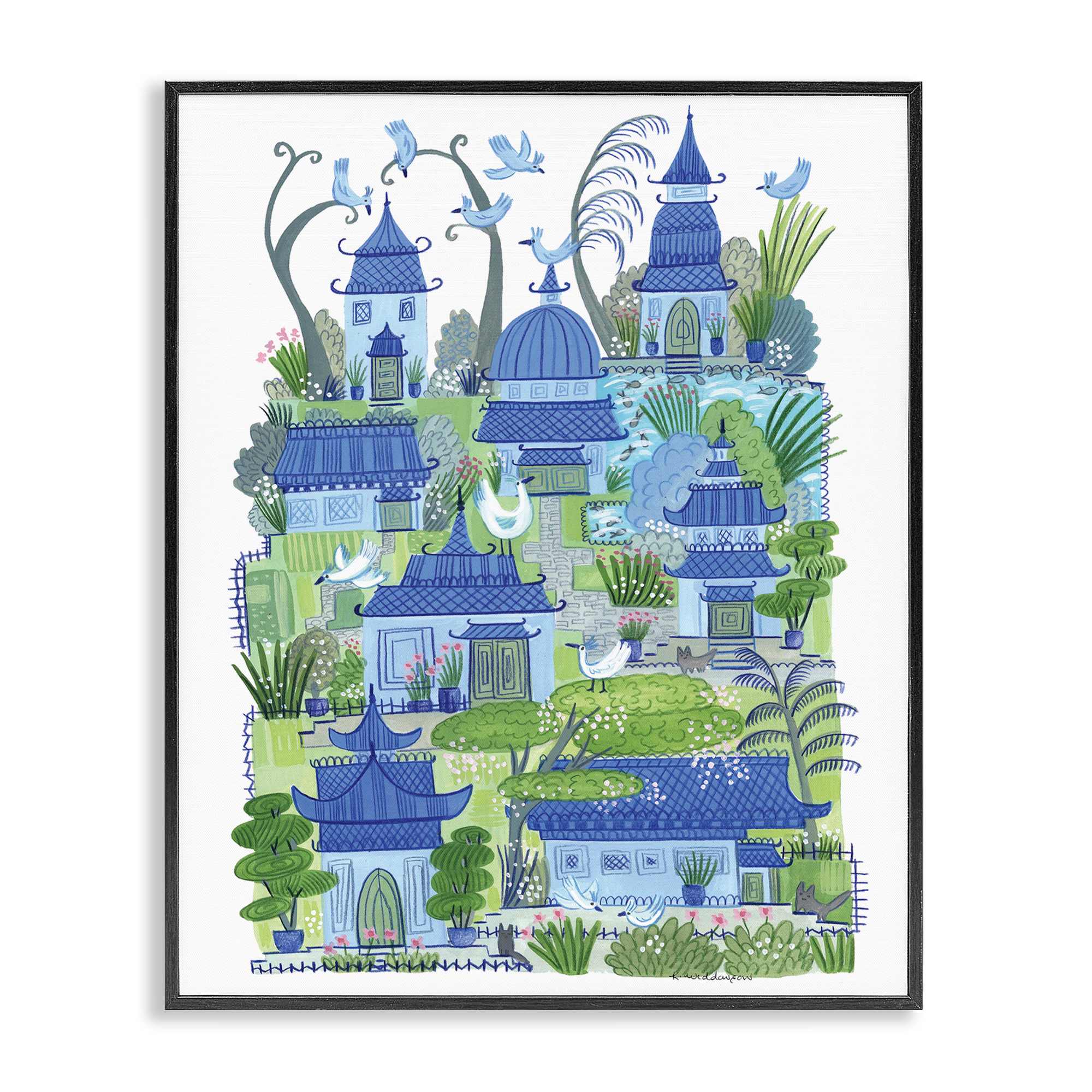 Stupell Industries BS-613-FR-16X20 Charming Village Buildings Black Framed Giclee Art By Kay Widdowson 16 x 20