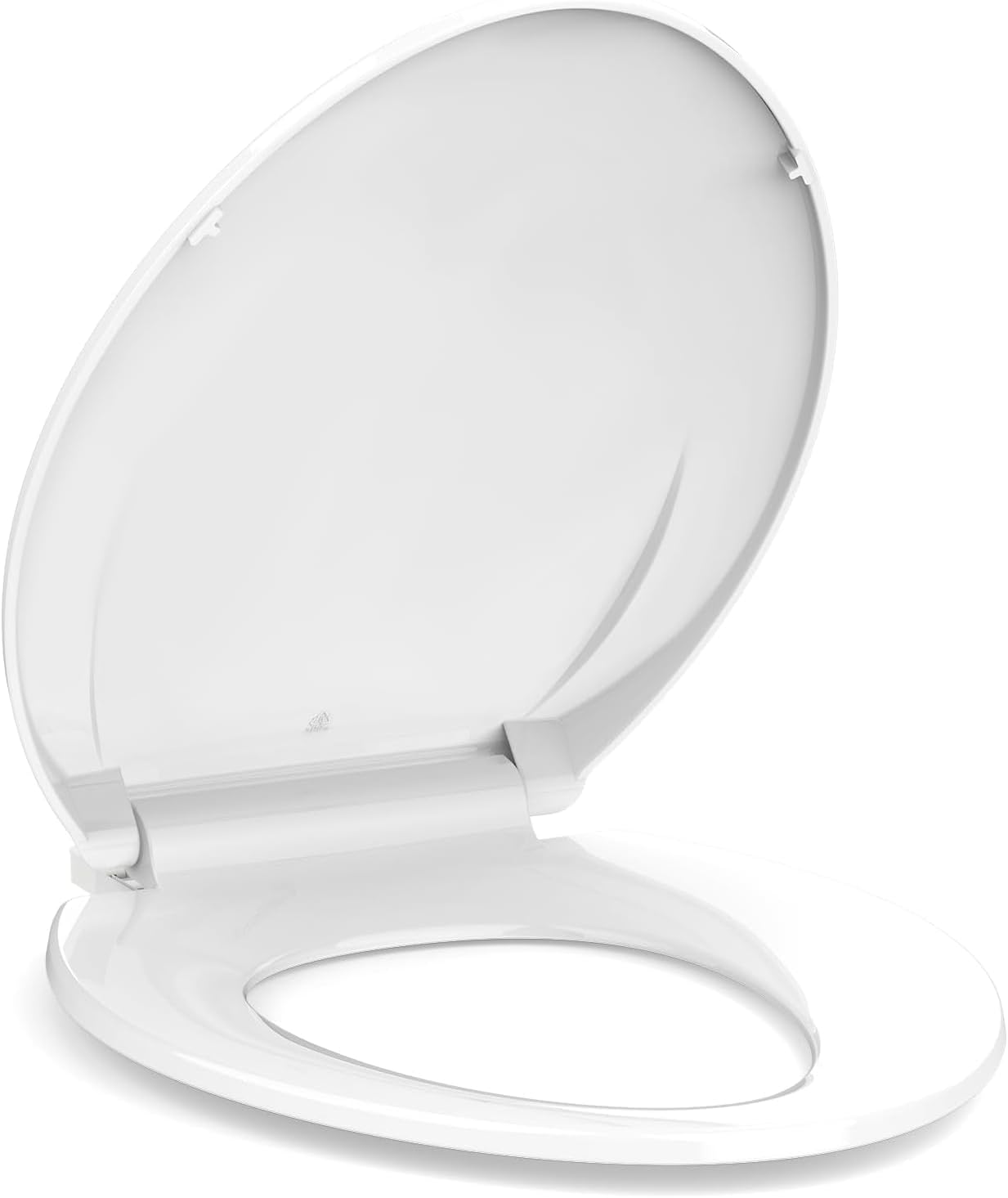 Qeetex LHF-MTG-R8N25 Round Soft Close Toilet Seat 19-Inch Elongated Toilet Lid Slow Close Easy Installation Ergonomic Design Durable Plastic White