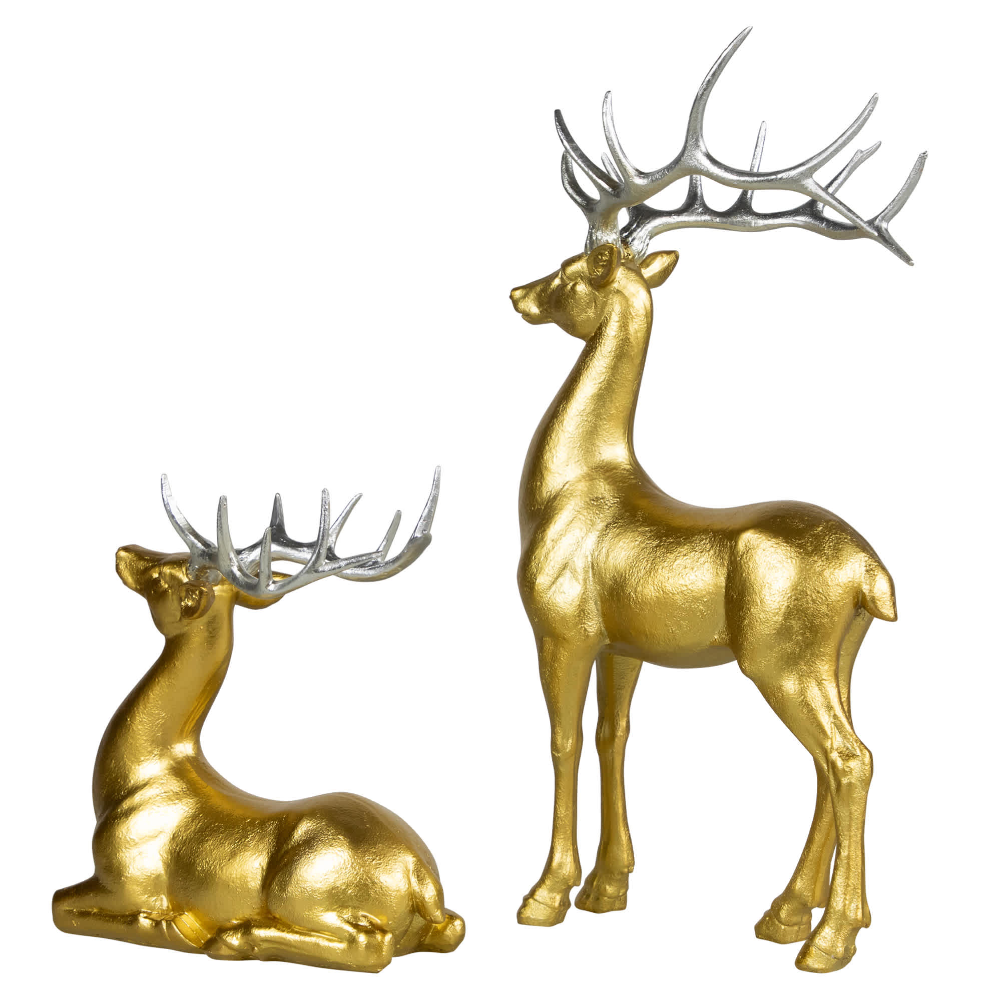 Northlight Standing and Sitting Reindeer Christmas Figures - Gold - Set ...
