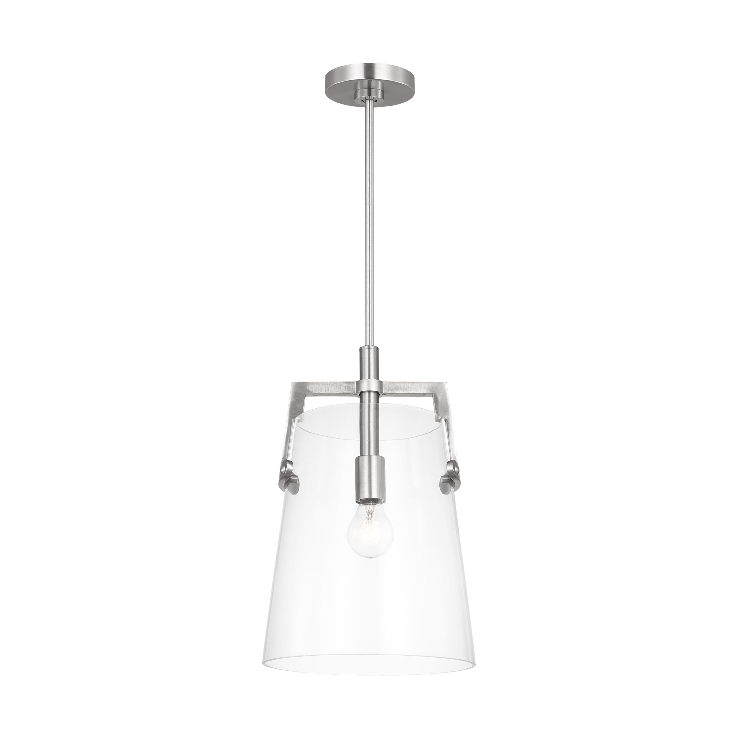 Scott Living DJP1271BS Crofton 1 -Light Brushed Nickel Modern/contemporary Clear glass Geometric Medium Hanging Pendant light