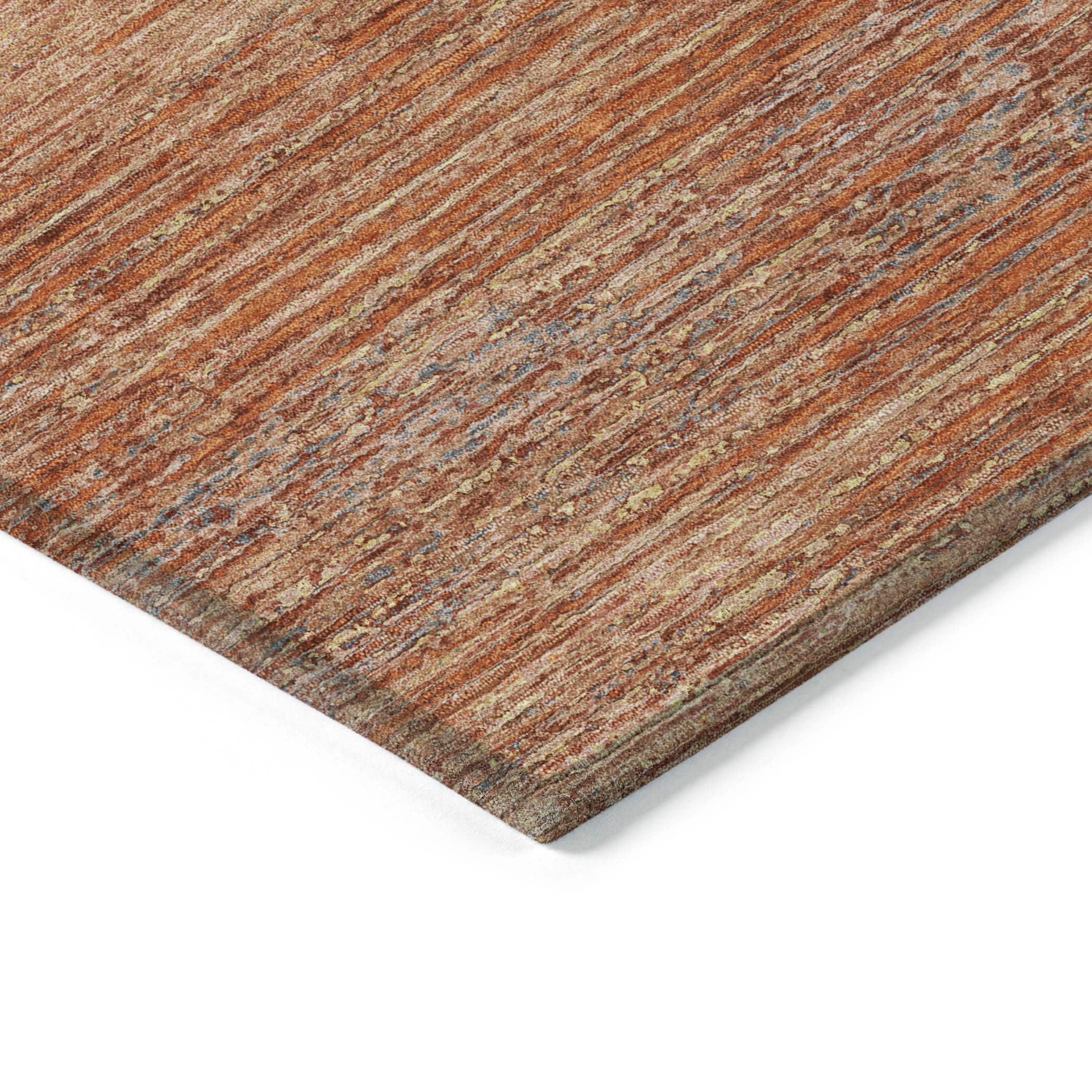 Copper Red Stripe Synthetic 9' x 12' Washable Rug