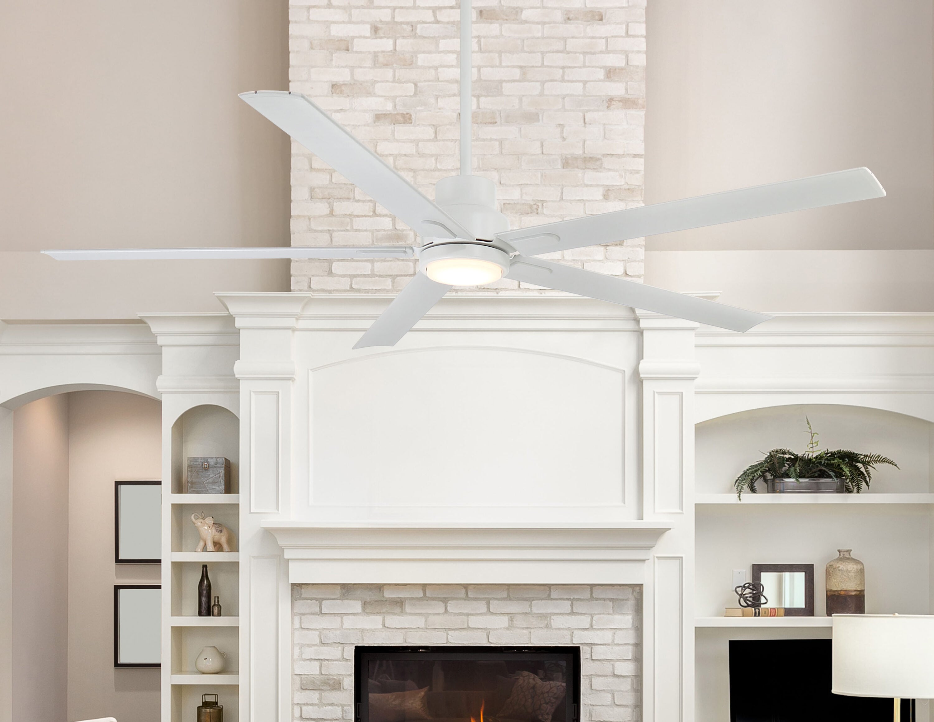 Farmingdale 84-in Matte White Color-changing Indoor/Outdoor Ceiling Fan with Light and Remote (5-Blade) | - Harbor Breeze AR15-84MWH