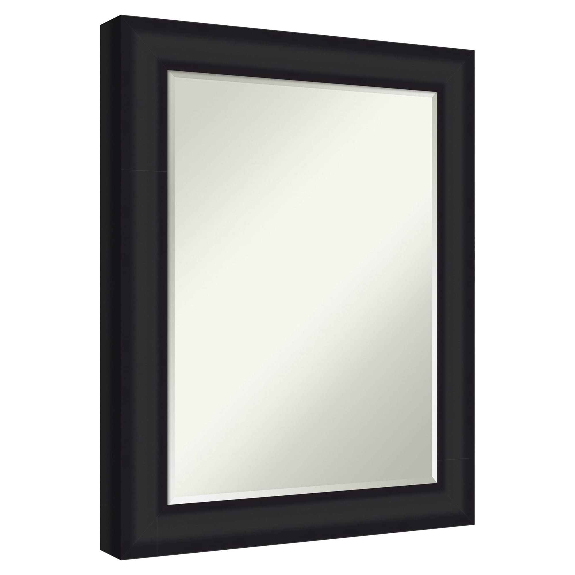 Amanti Art  Petite Bevel Mirror Oliver Black Framed Wood Bathroom Wall Mirror 29 x 23 in.