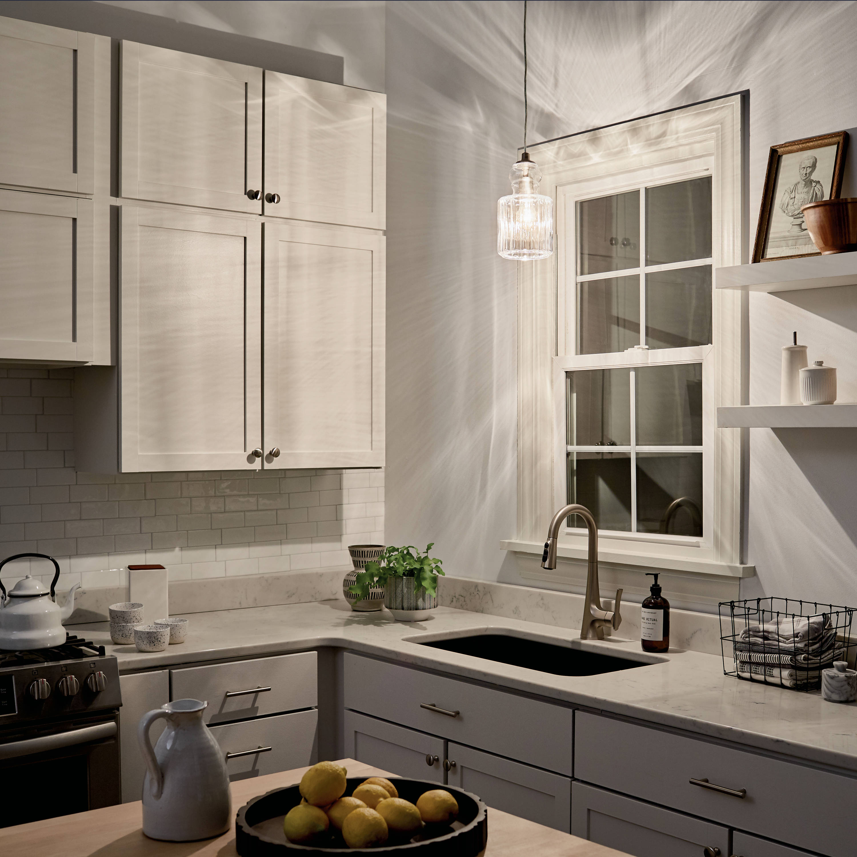 Riviera 5.75" Mini Pendant Light in Brushed Nickel with Clear Glass