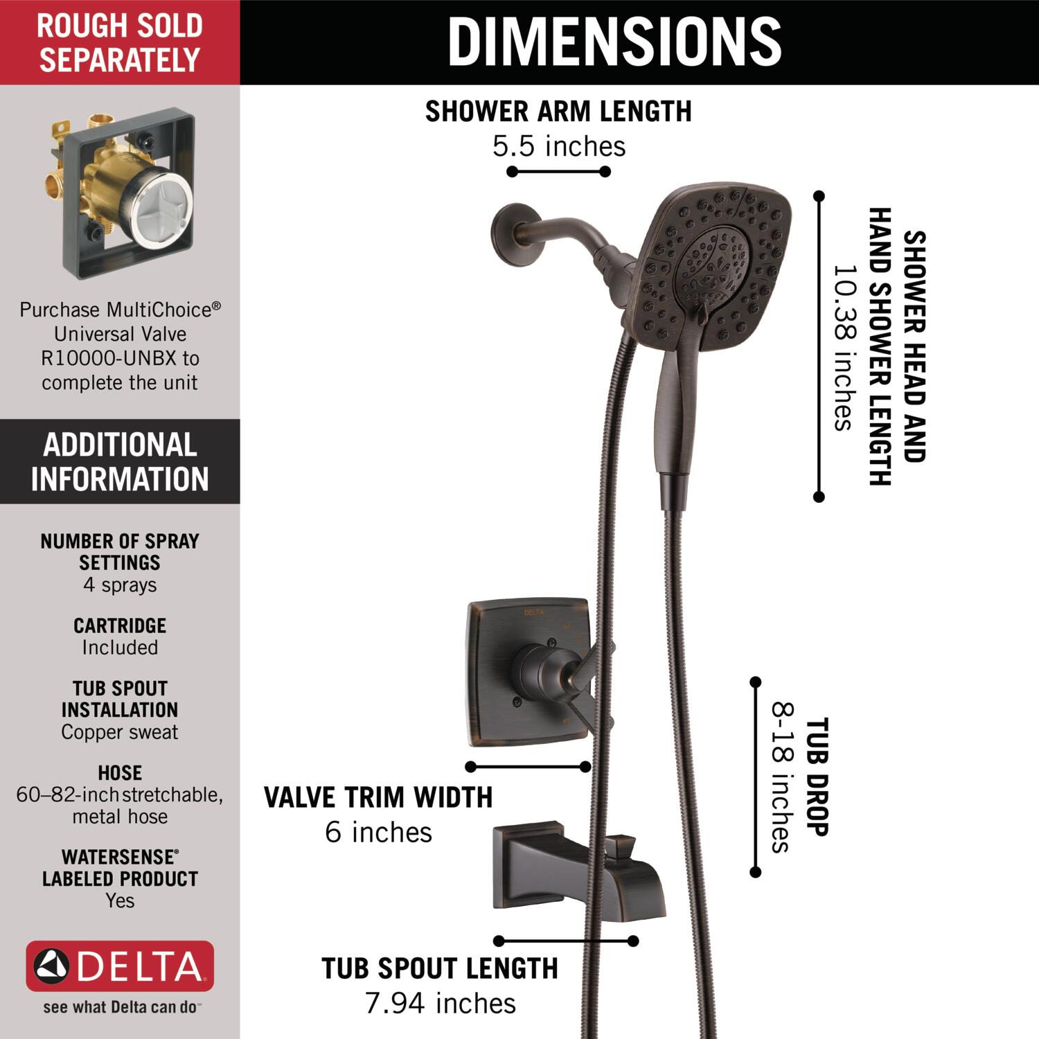 Delta T17464-RB-I Tub-Shower-Faucets - View #4