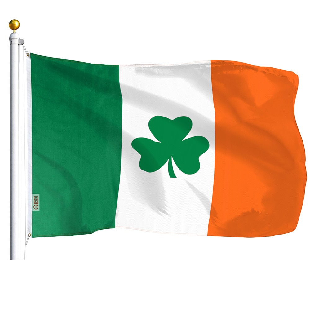 G128 3-ft W x 5-ft H Irish Shamrock Flag