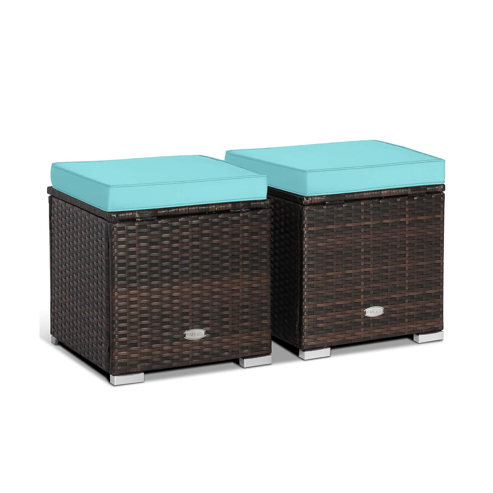 WELLFOR OUS70591TU Mix Brown Rattan Ottoman
