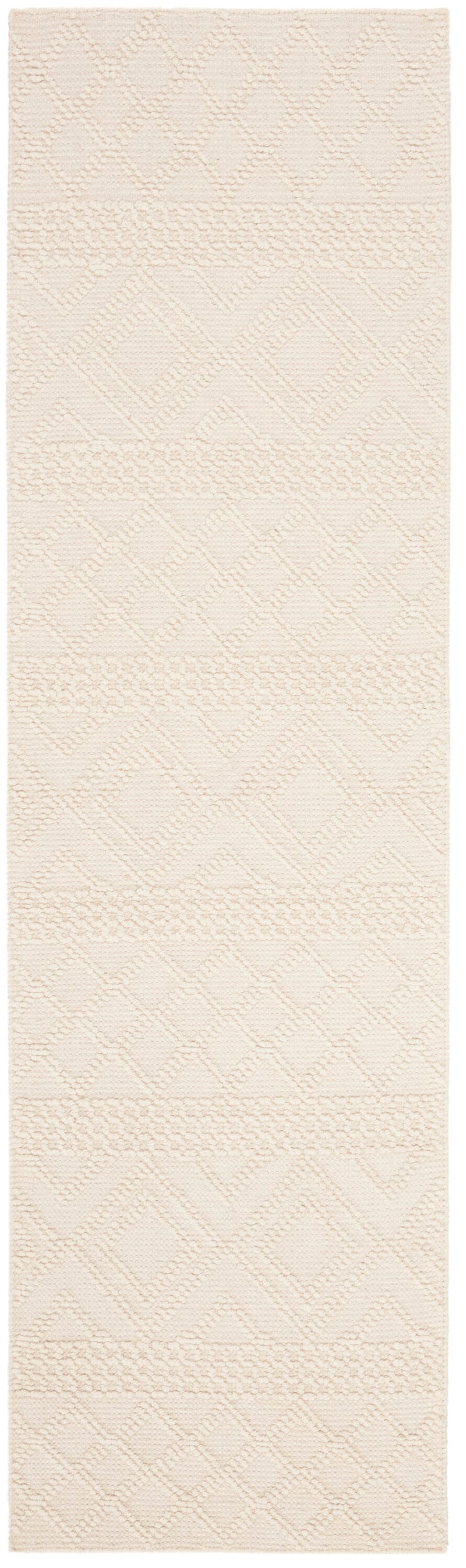 Ivory Hand-Knotted Wool Runner Rug, 2'3" x 8'