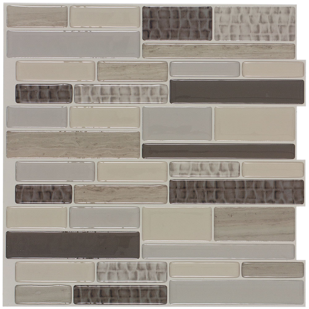 Peel&Stick Mosaics Caiman 10-in x 10-in Glossy Composite Linear Peel ...