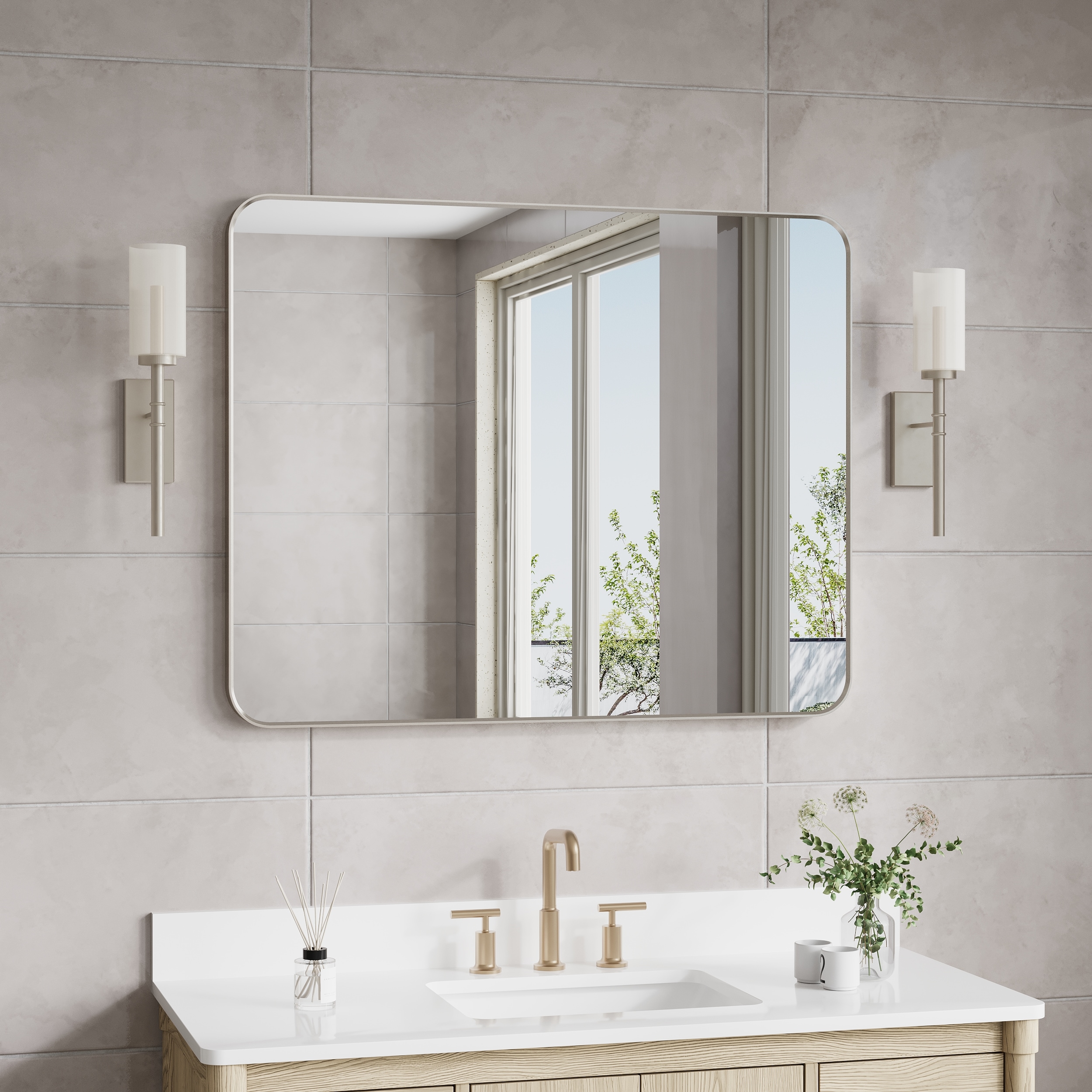WELLFOR MD2832MR-WT Framed-Bath-Mirrors - View #3