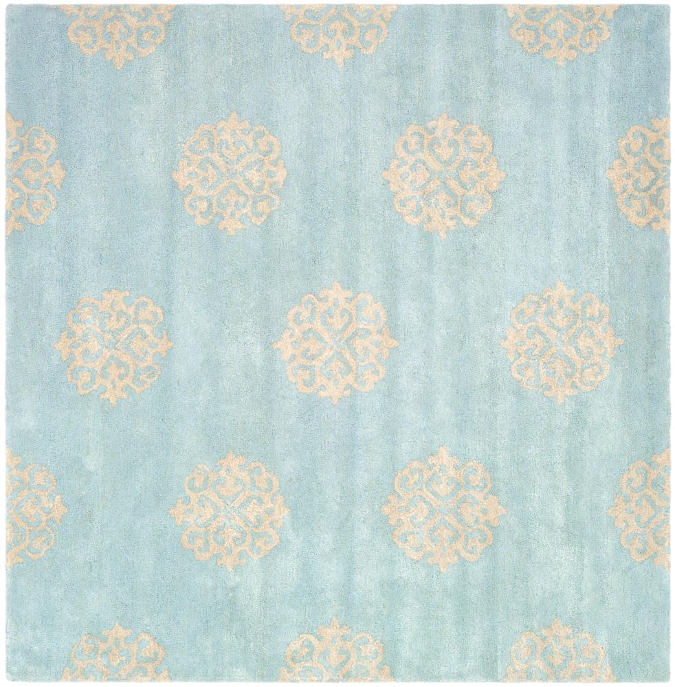 Safavieh SOH724A-6SQ Soho Hue 6 x 6 (ft) Tufted Wool Turquoise/Yellow Square Indoor Abstract Farmhouse/Cottage Area rug